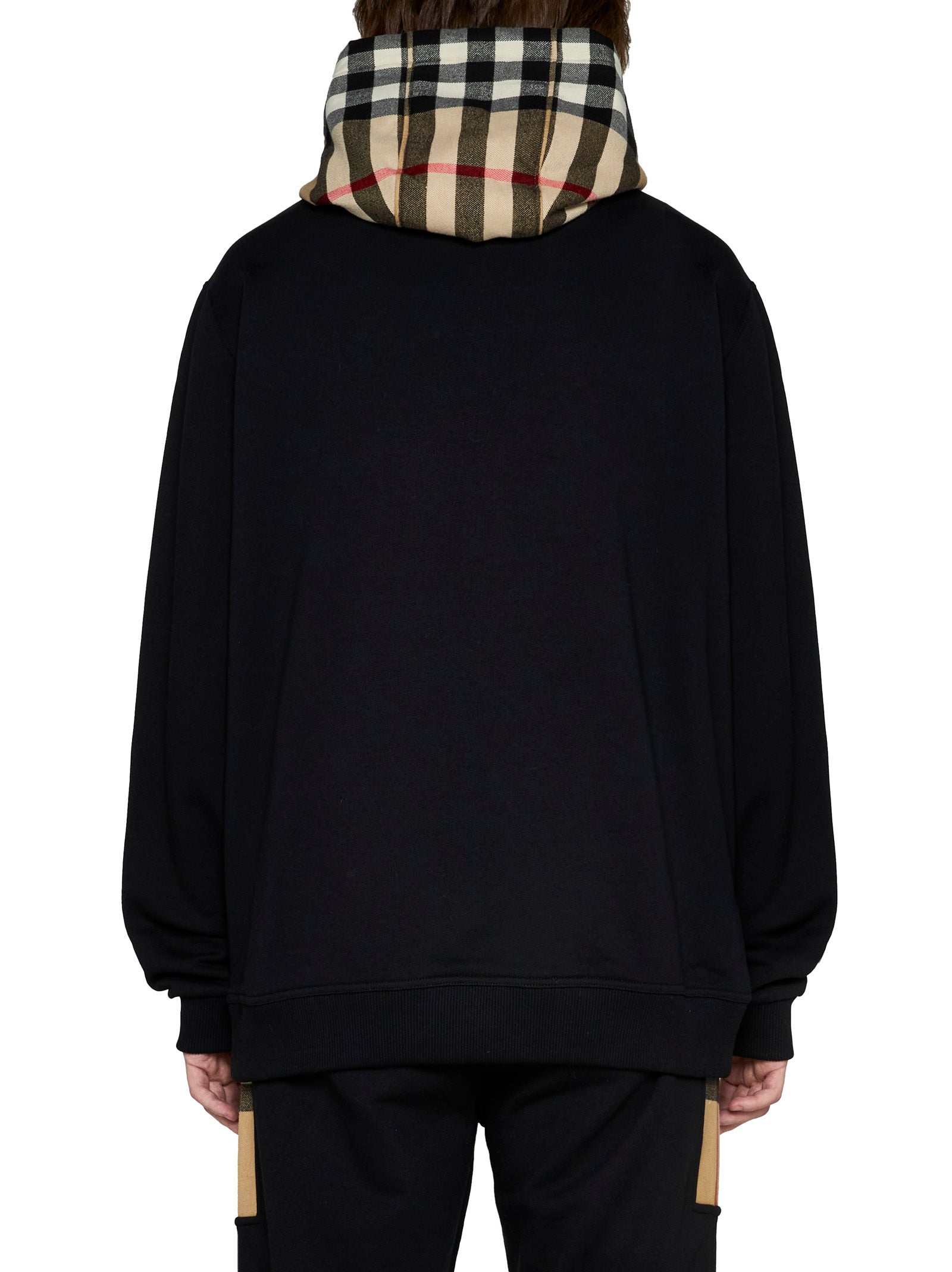 Burberry Men Checked Cotton Hoodie BURBERRY