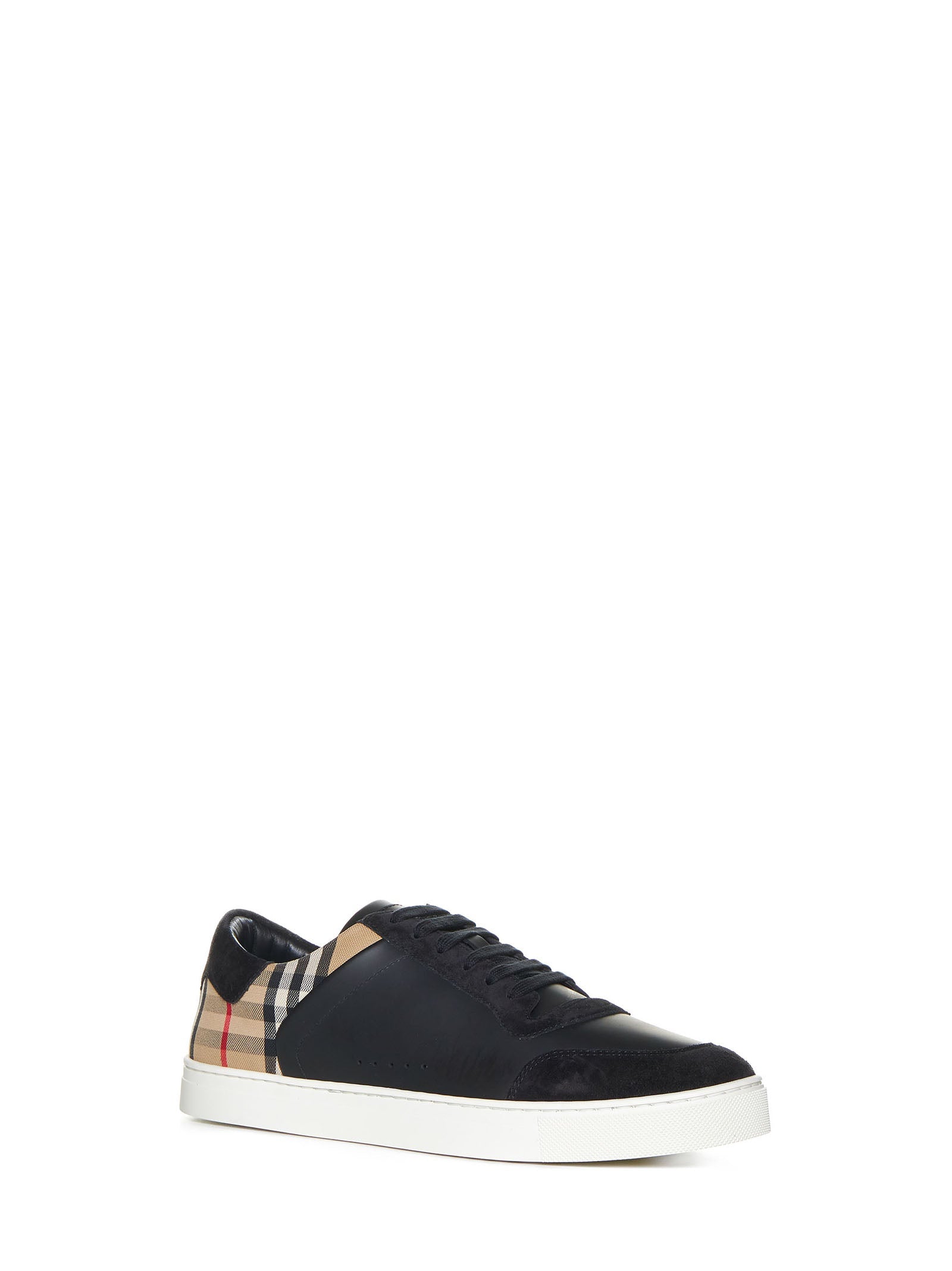 Burberry Men Stevie Check Canvas And Leather Sneakers By Burberry BURBERRY