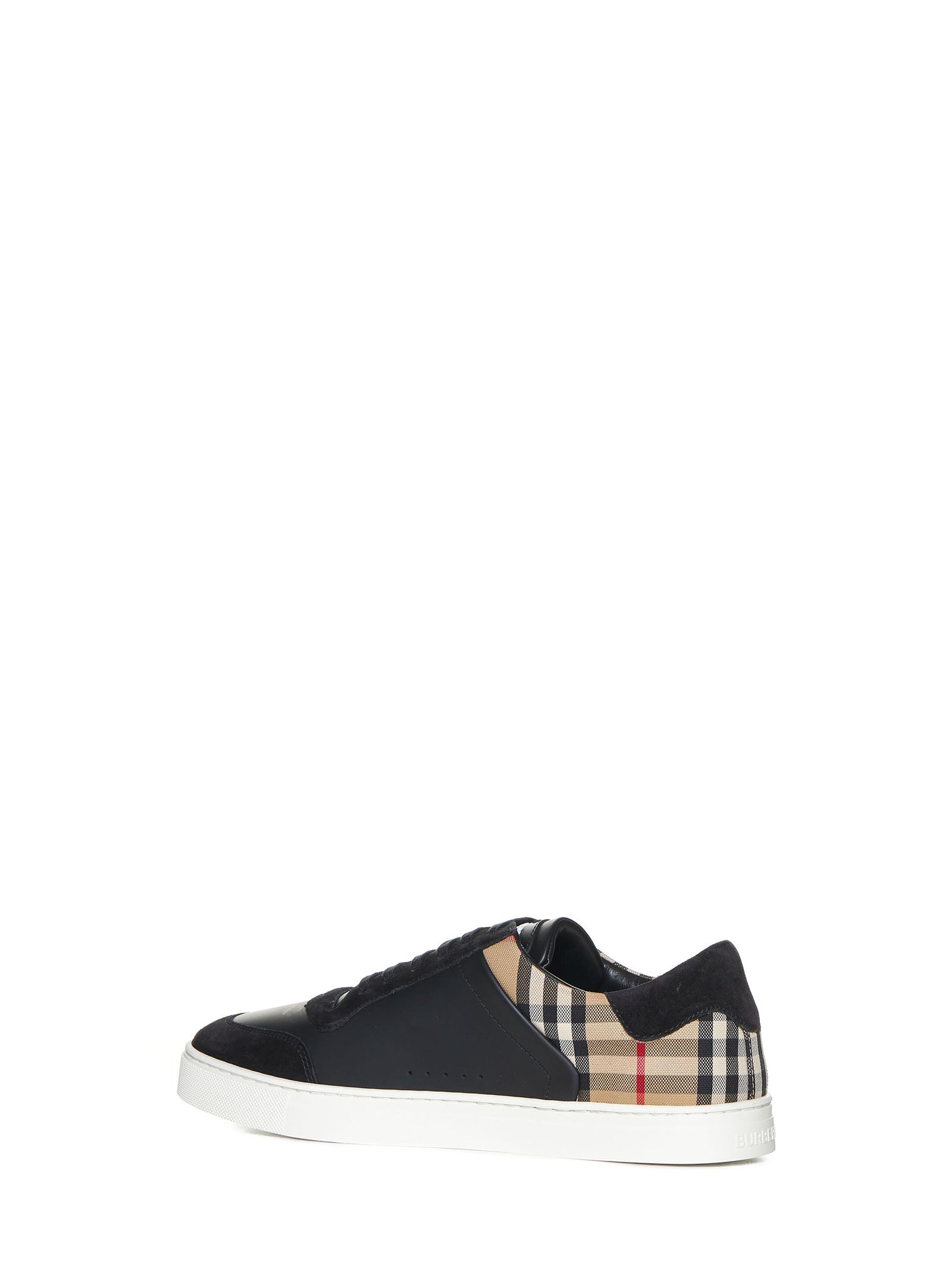 Burberry Men Stevie Check Canvas And Leather Sneakers By Burberry BURBERRY