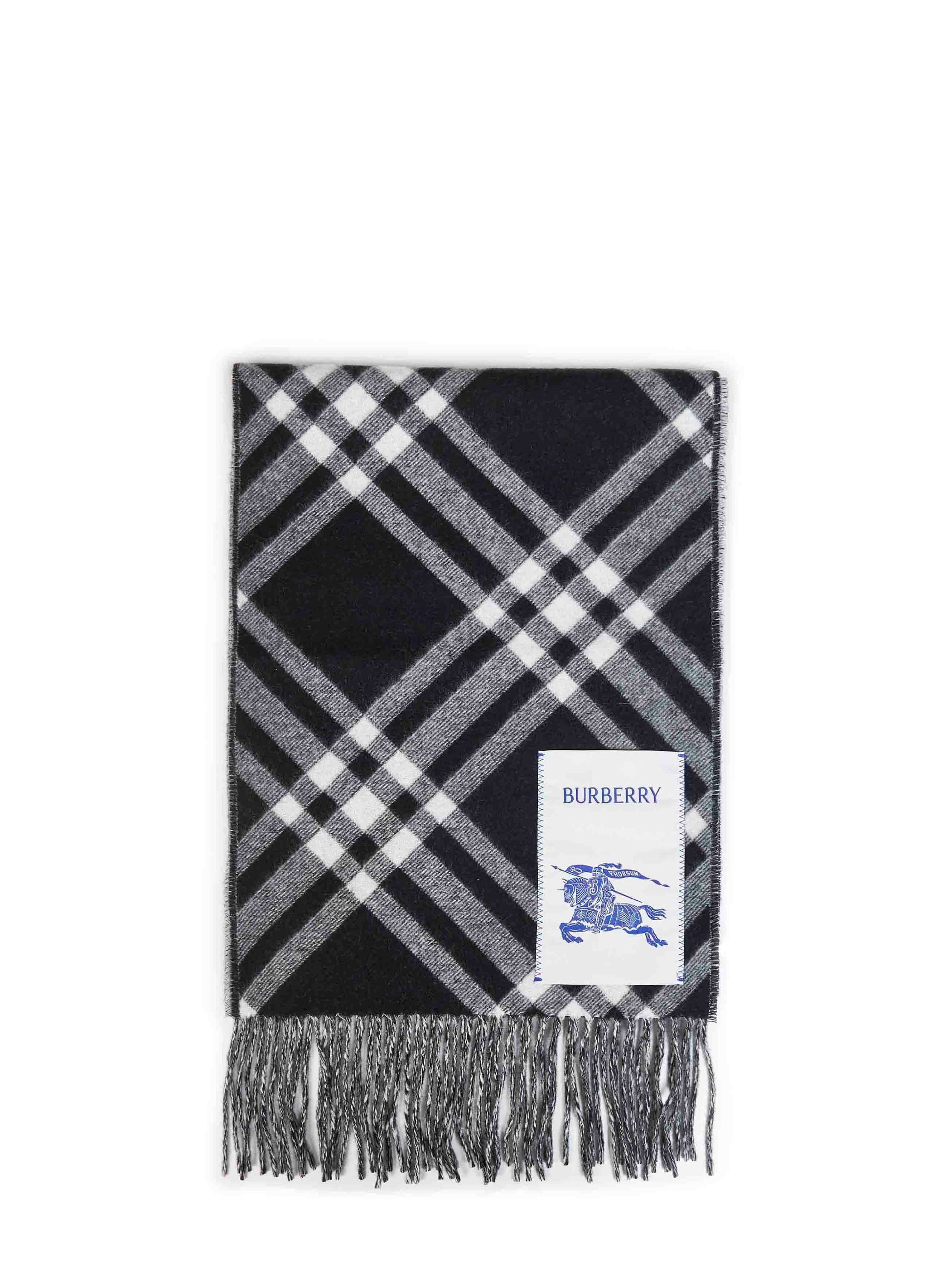 Burberry Women Black Double-Face Check Cashmere Scarf BURBERRY