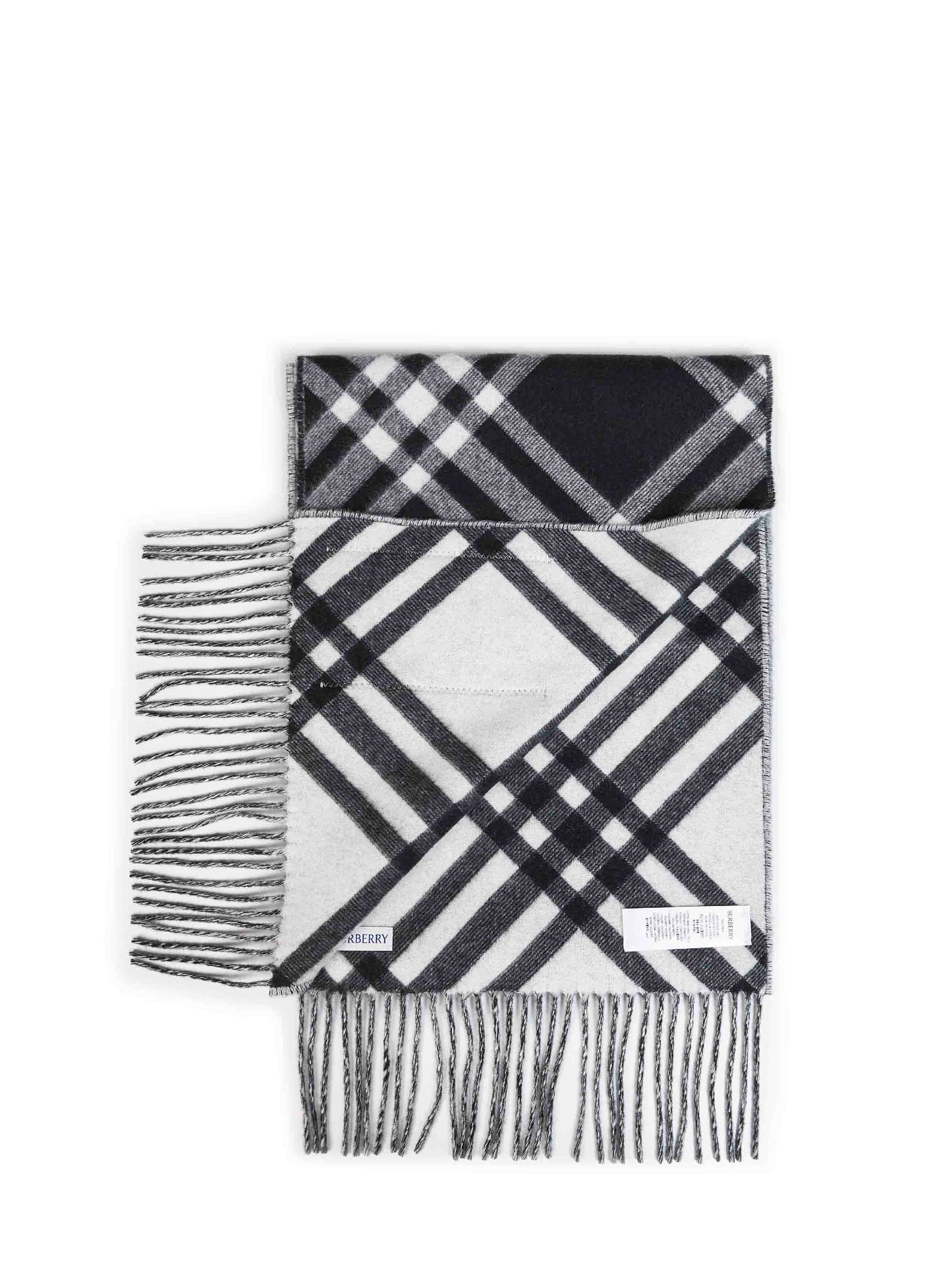Burberry Women Black Double-Face Check Cashmere Scarf BURBERRY