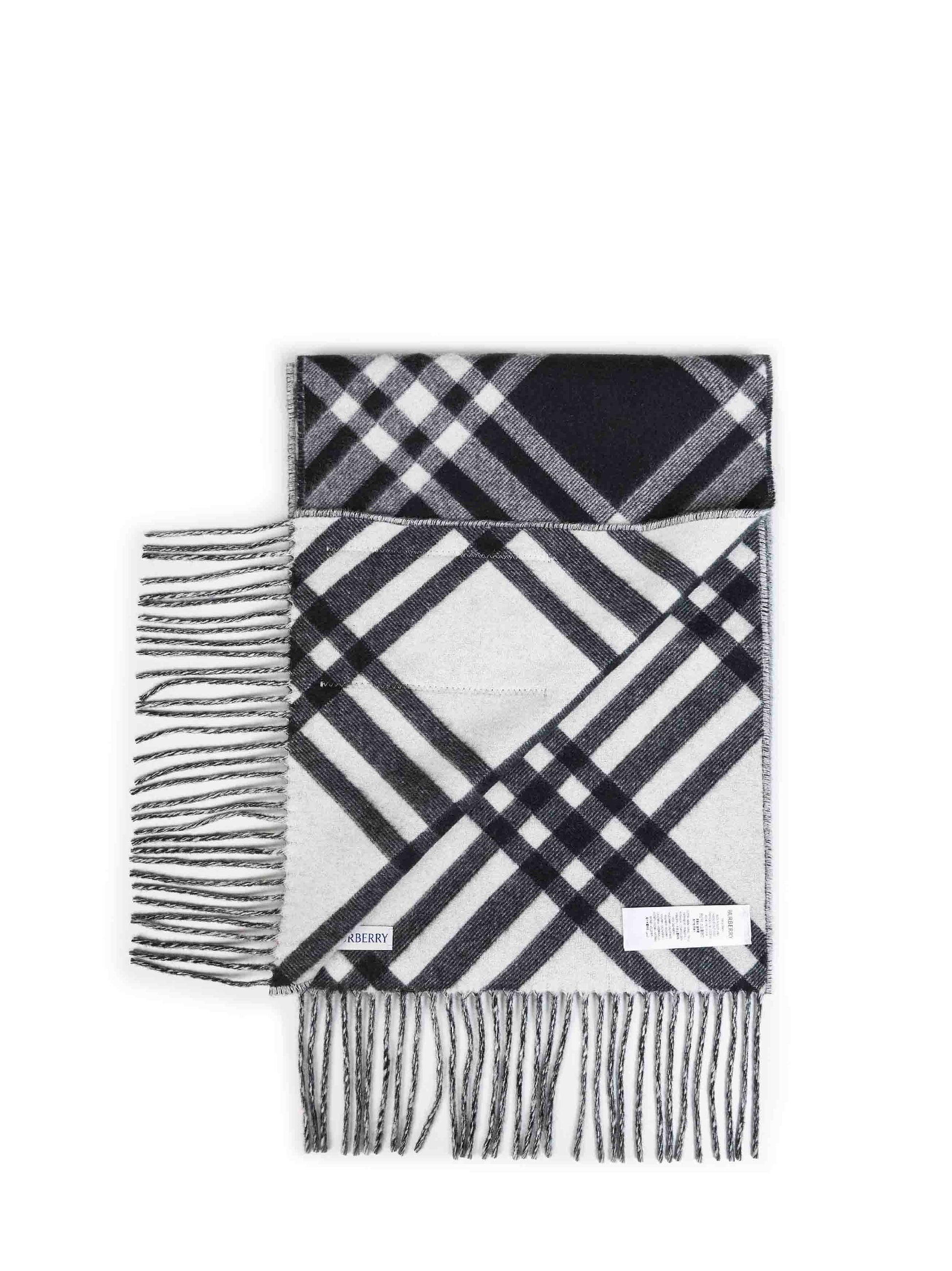 Burberry Women Black Double-Face Check Cashmere Scarf BURBERRY