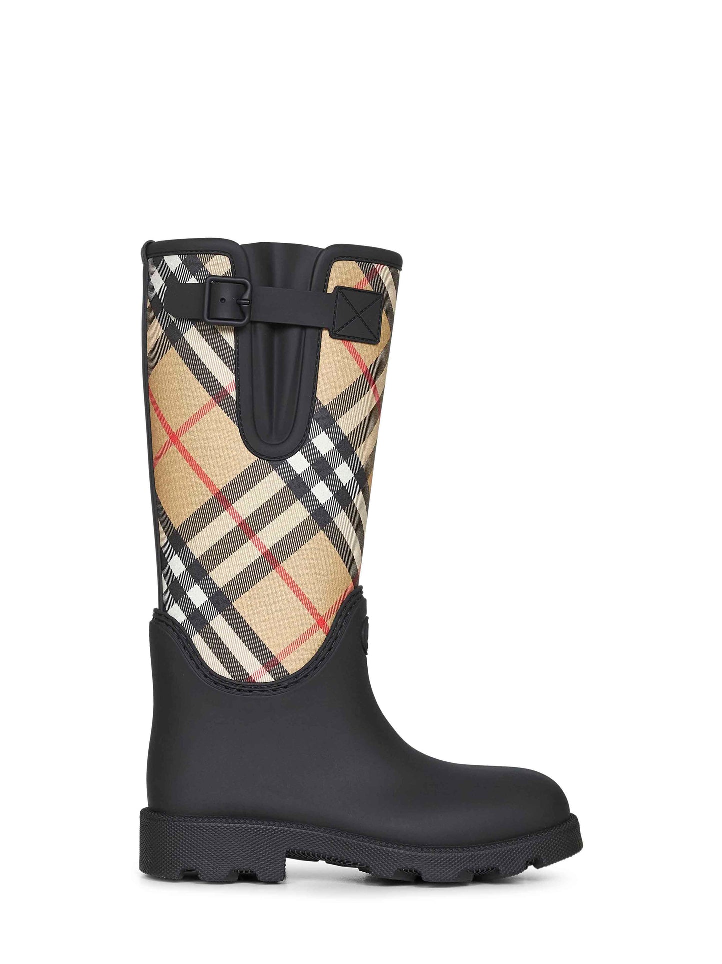 Burberry Women Black Rubber Marsh Stamp High Rain Boots BURBERRY