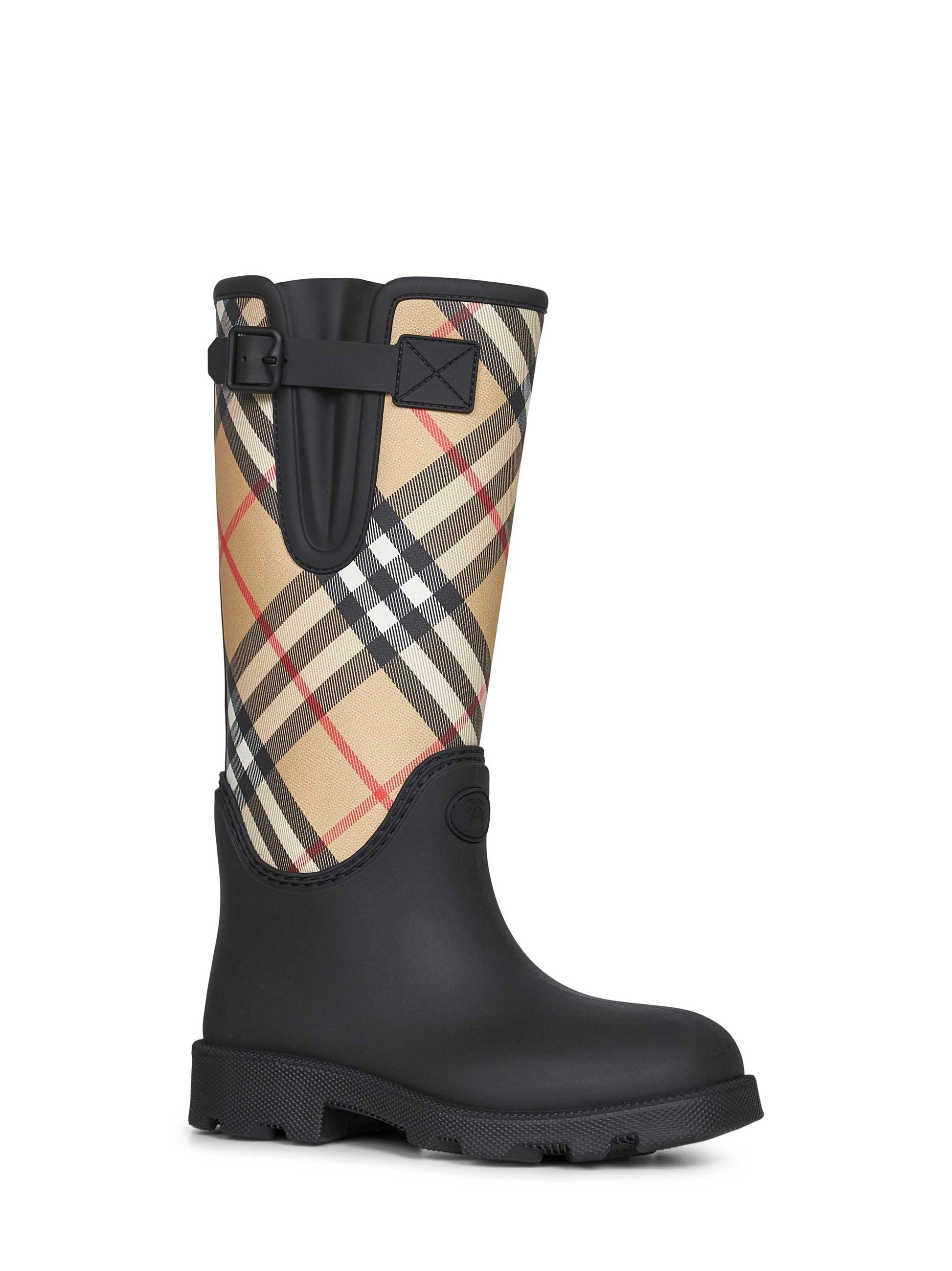 Burberry Women Black Rubber Marsh Stamp High Rain Boots BURBERRY