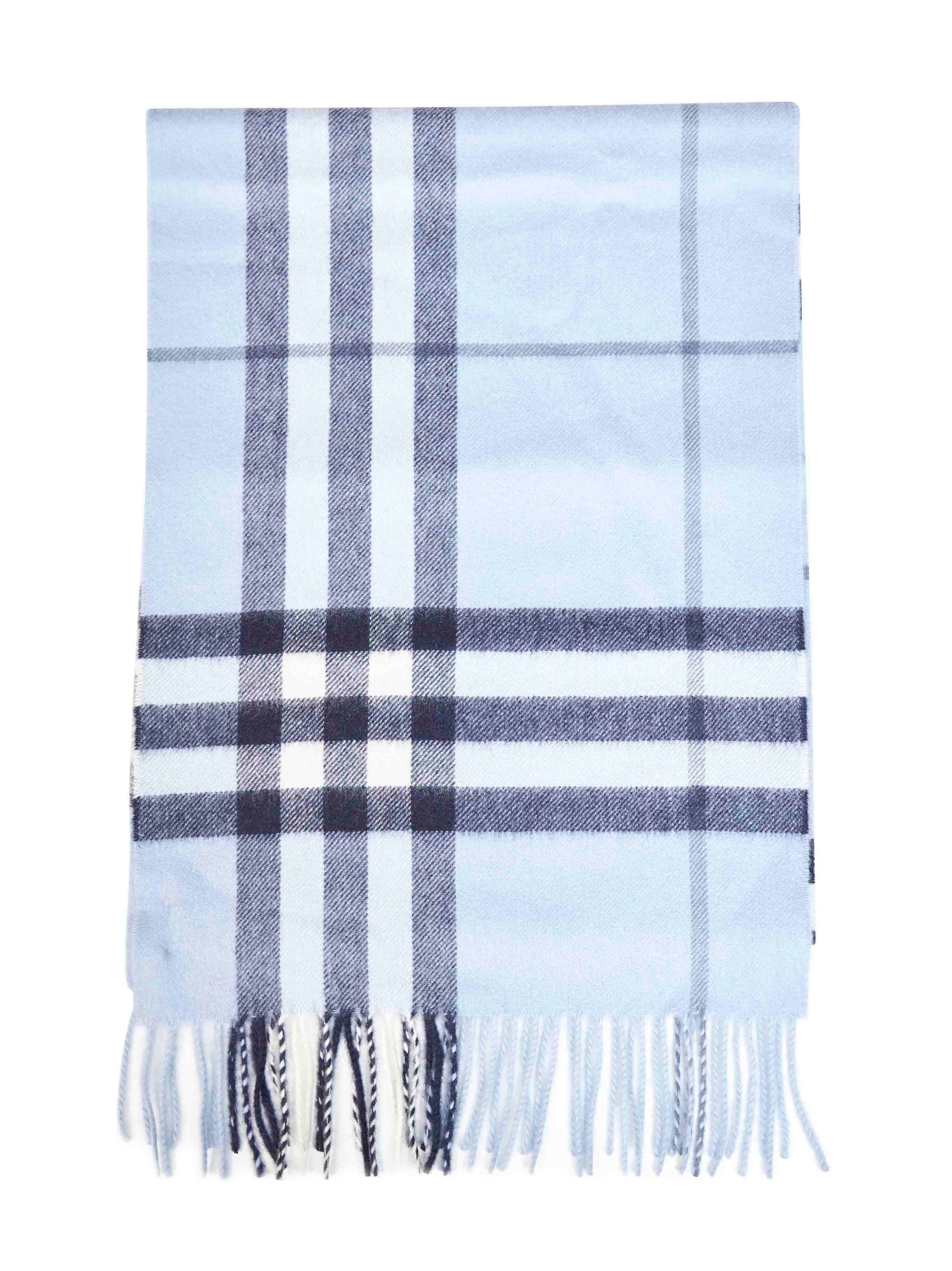 Burberry Women Bank Blue Check Cashmere Scarf BURBERRY