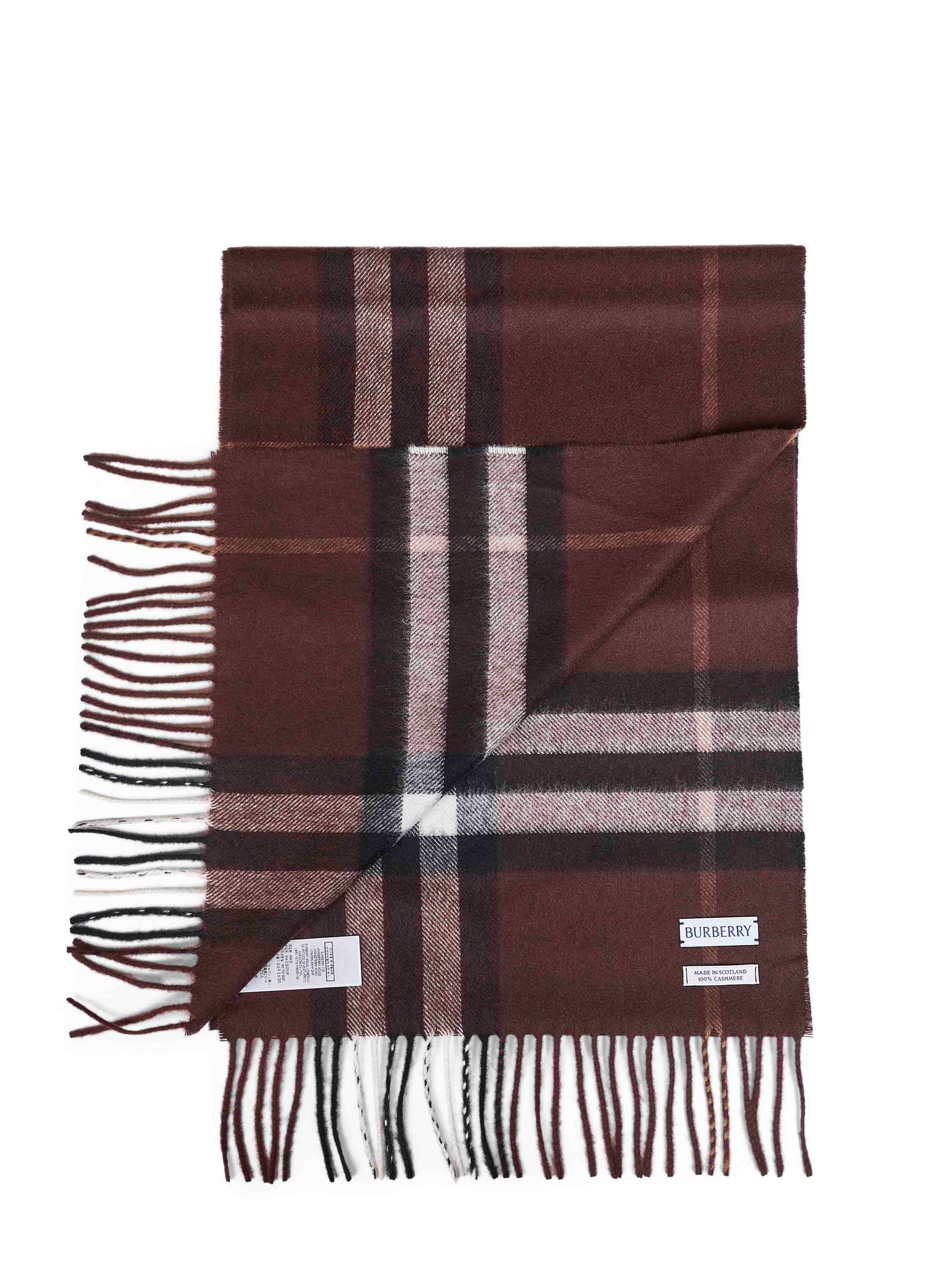 Burberry Women Treacle Brown Check Cashmere Scarf BURBERRY