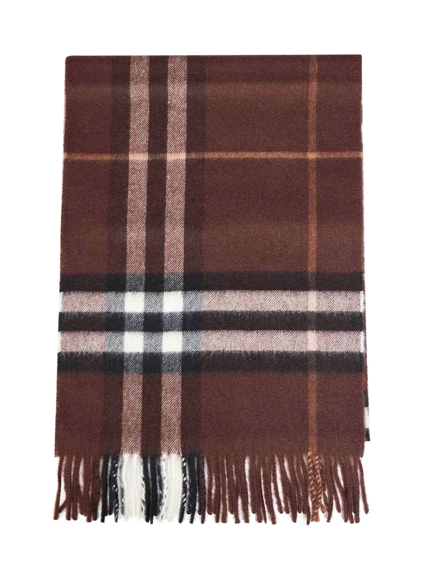 Burberry Men Treacle Brown Check Cashmere Scarf BURBERRY