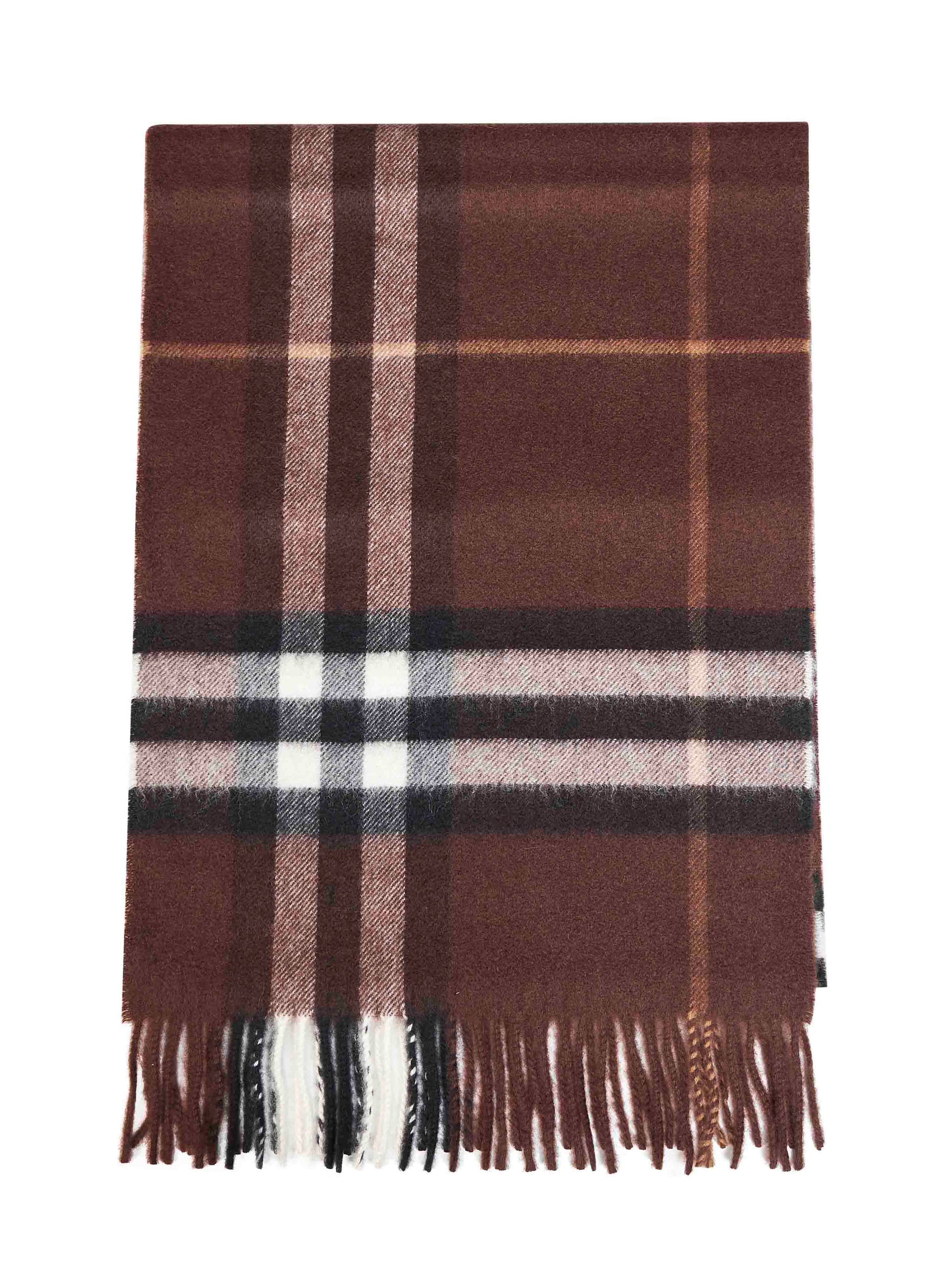 Burberry Men Treacle Brown Check Cashmere Scarf BURBERRY