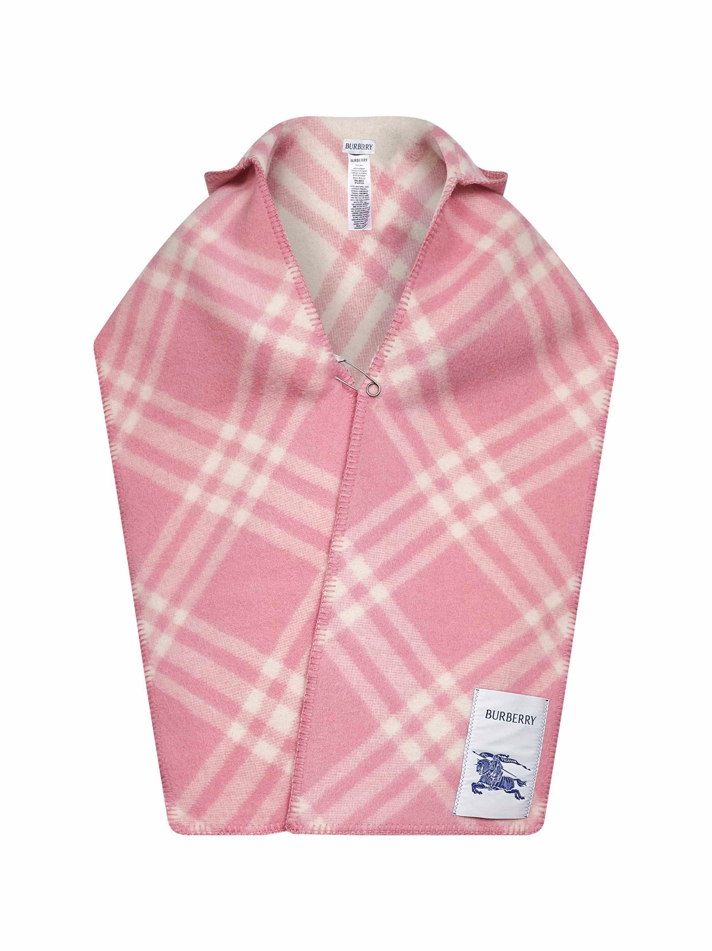 Burberry Women Pink Check Wool Hooded Scarf BURBERRY