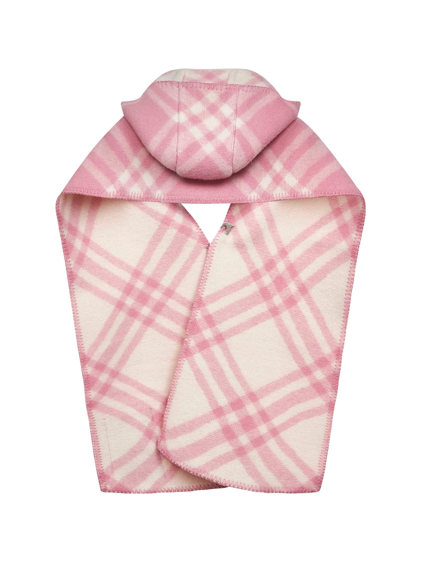 Burberry Women Pink Check Wool Hooded Scarf BURBERRY