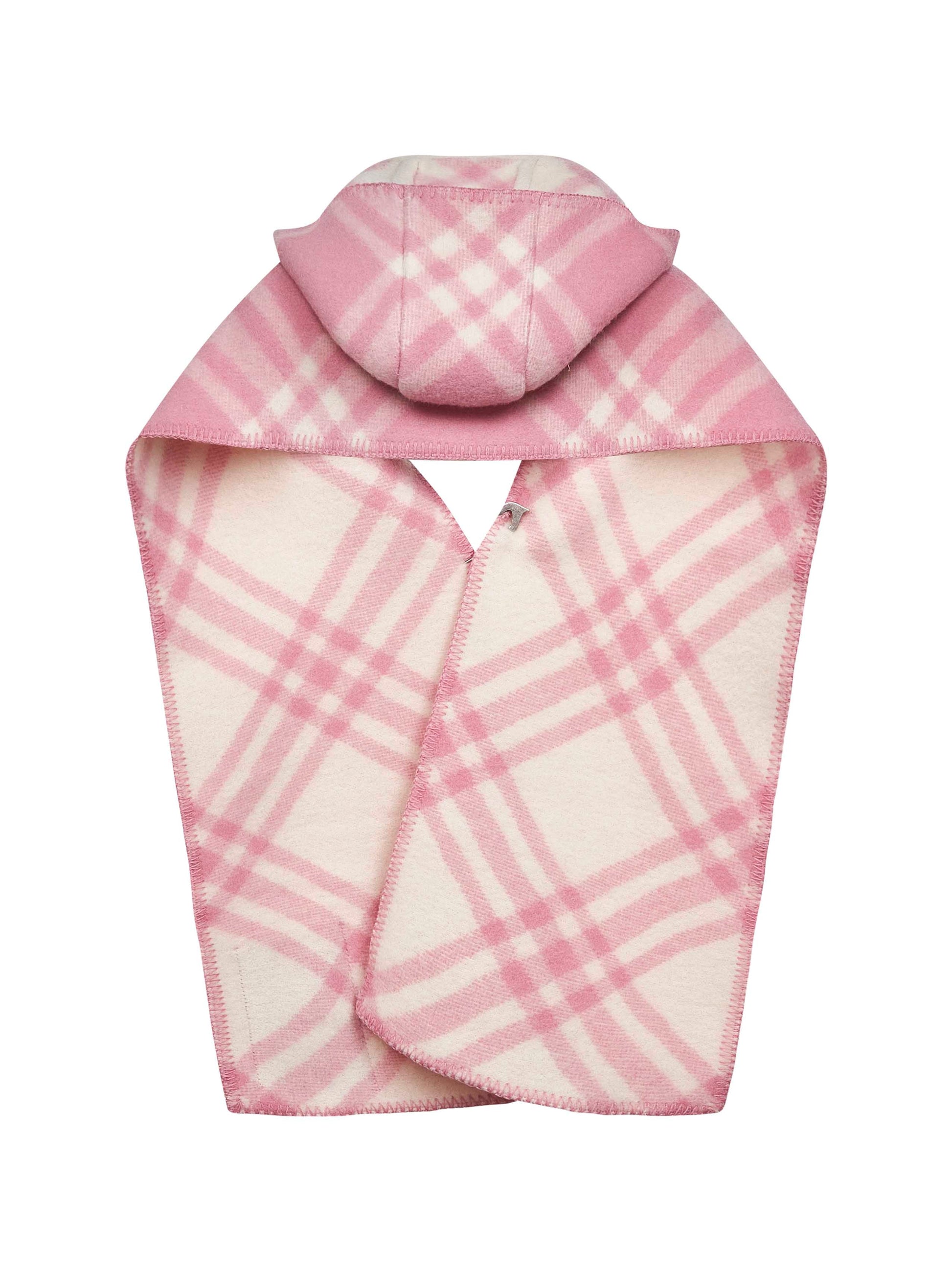 Burberry Women Pink Check Wool Hooded Scarf BURBERRY