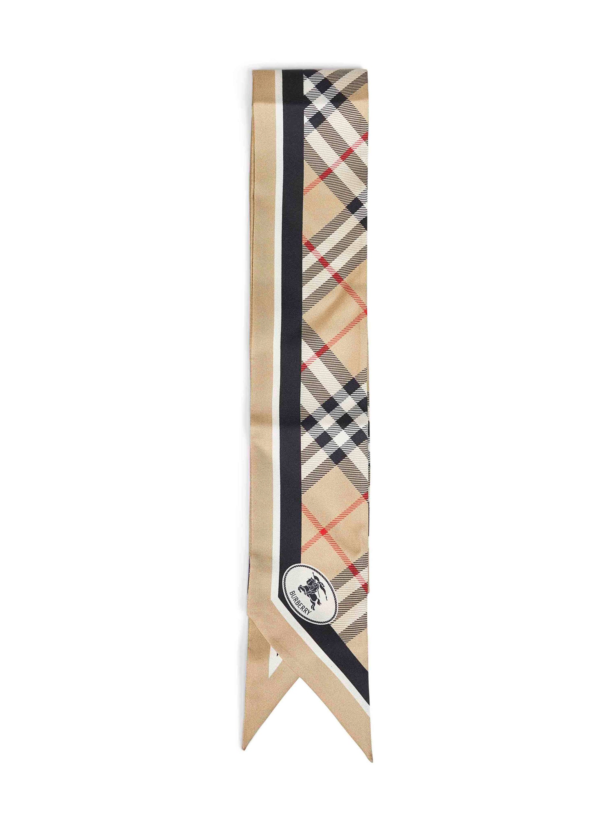 Burberry Women Sand Beige Check Thin Silk Twill Scarf BURBERRY
