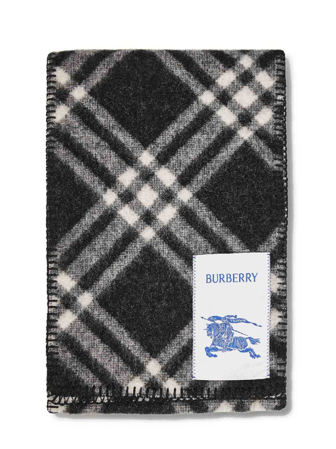 Burberry Men Black Check Wool Scarf BURBERRY