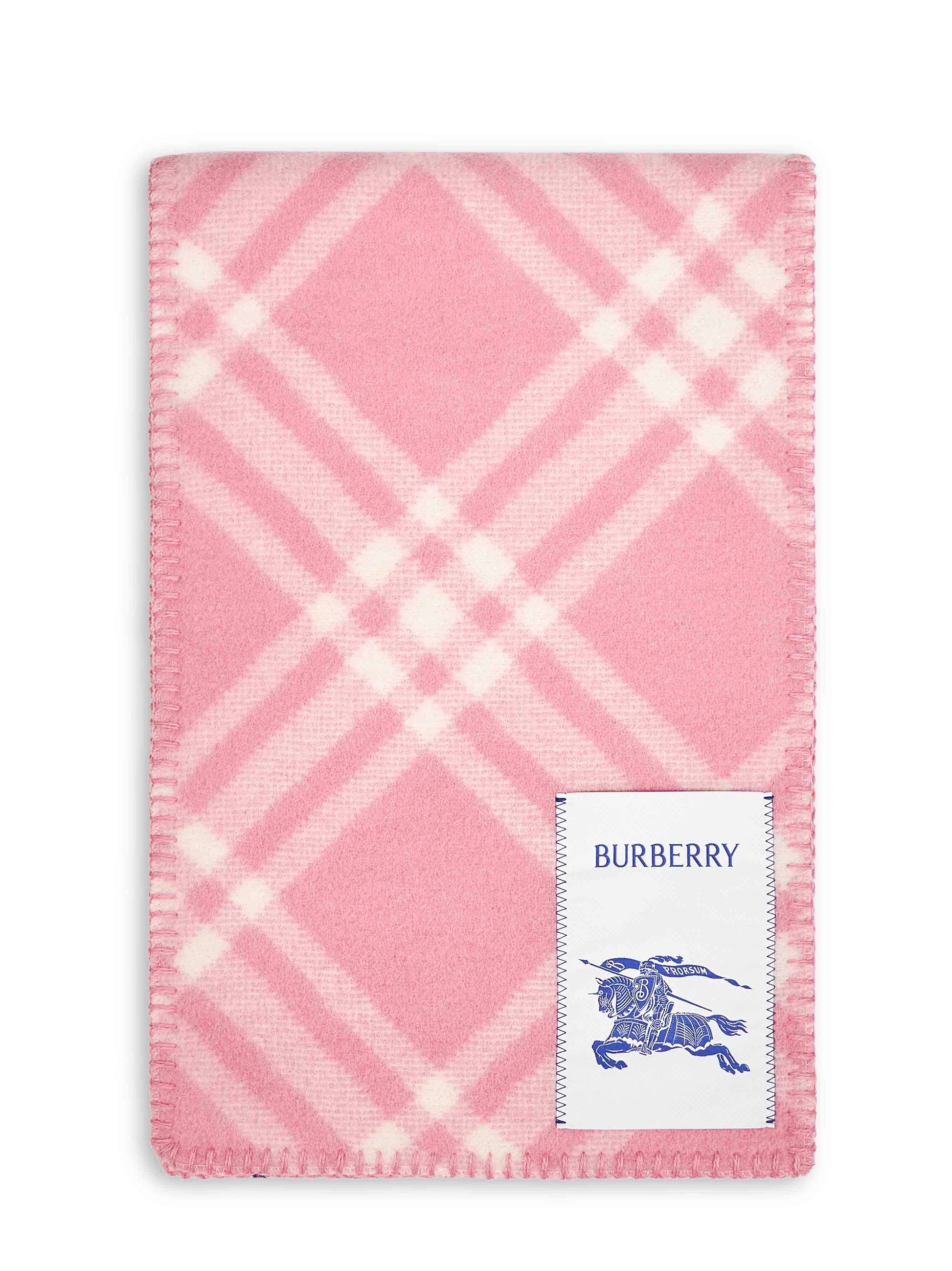 Burberry Women Pink Check Wool Scarf BURBERRY