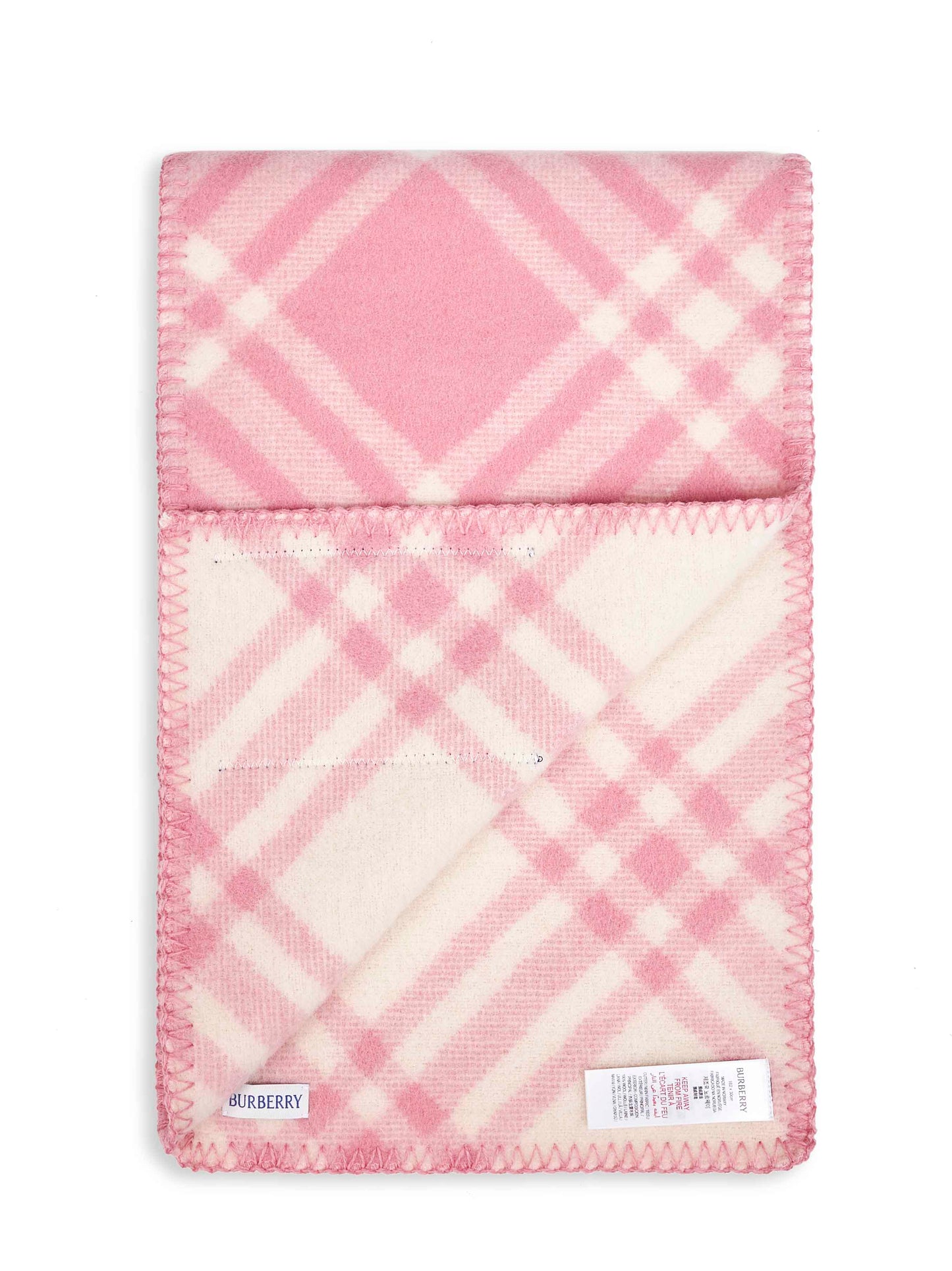 Burberry Women Pink Check Wool Scarf BURBERRY