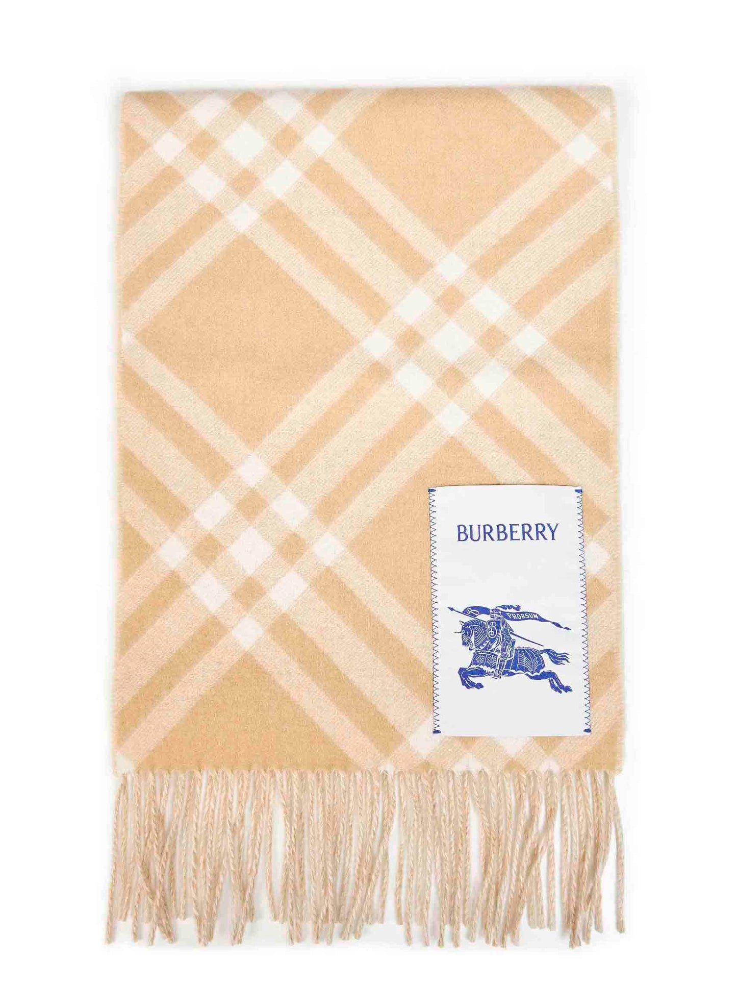 Burberry Men Sand Beige Check Cashmere Scarf BURBERRY