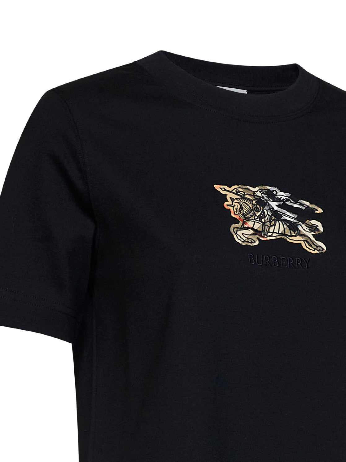 Burberry Women Black Cotton Ekd Check T-Shirt BURBERRY