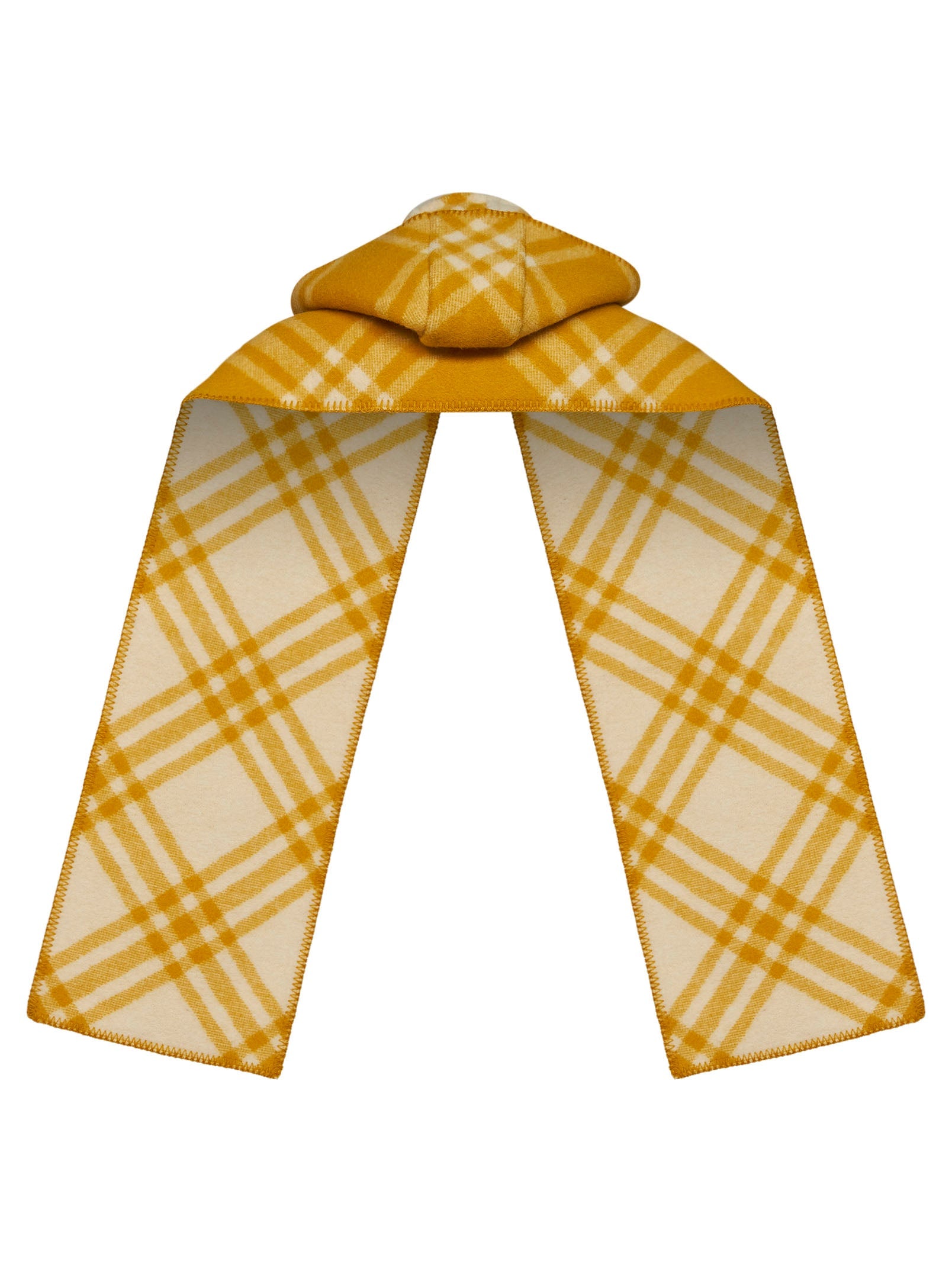 Burberry Men Pear Yellow Check Wool Hooded Scarf BURBERRY