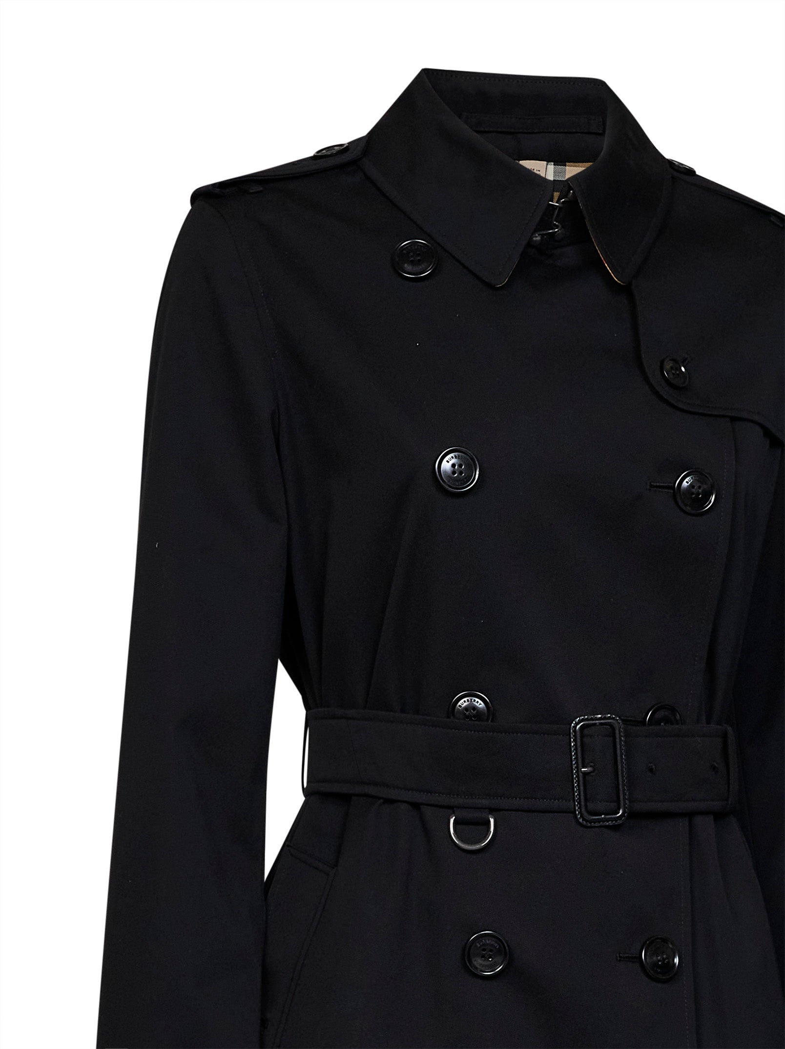 Burberry Women Black Heritage Kensington Short Trench Coat BURBERRY