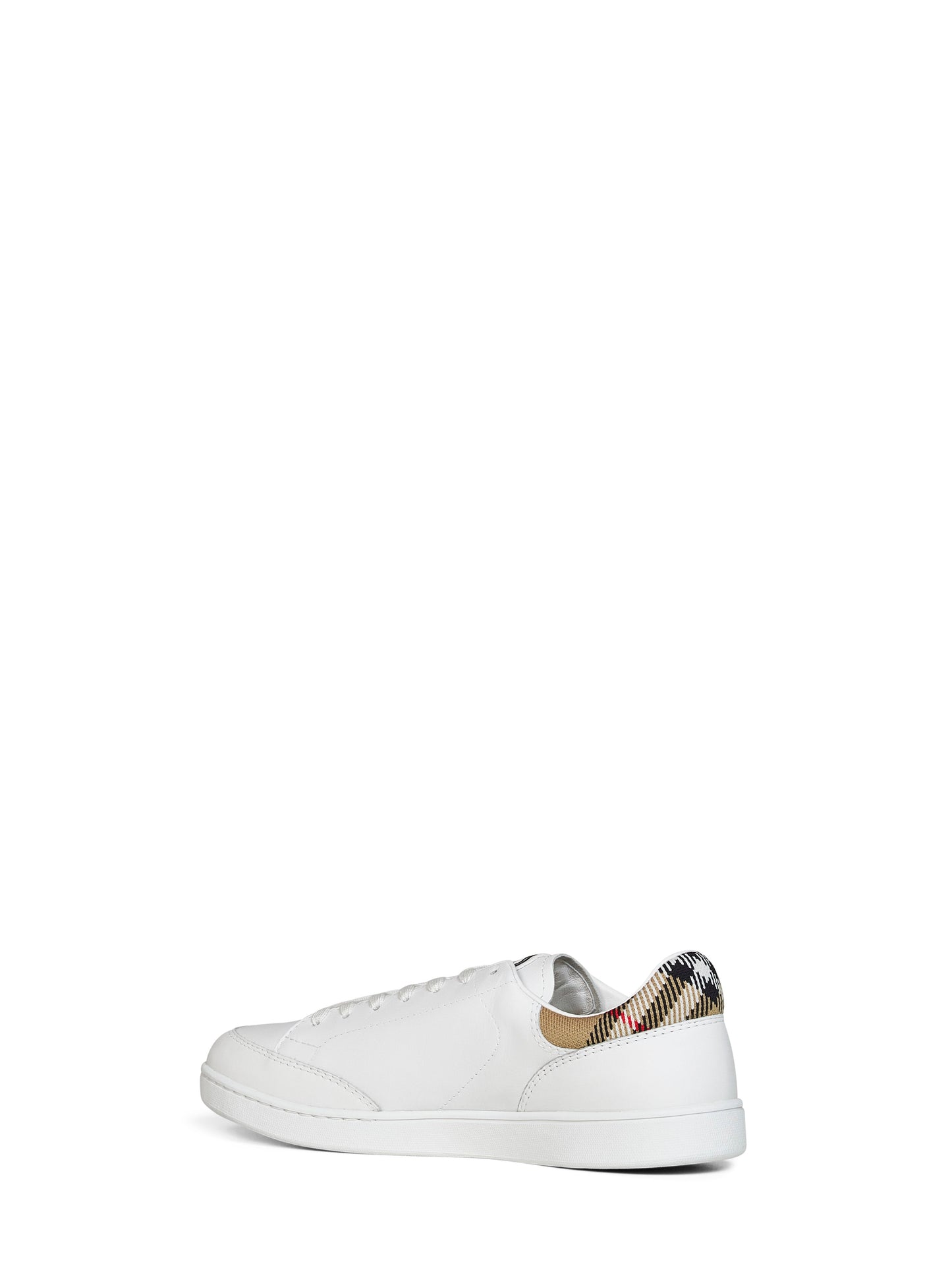Burberry Men White Smooth Leather Set Sneakers With Check Insert BURBERRY