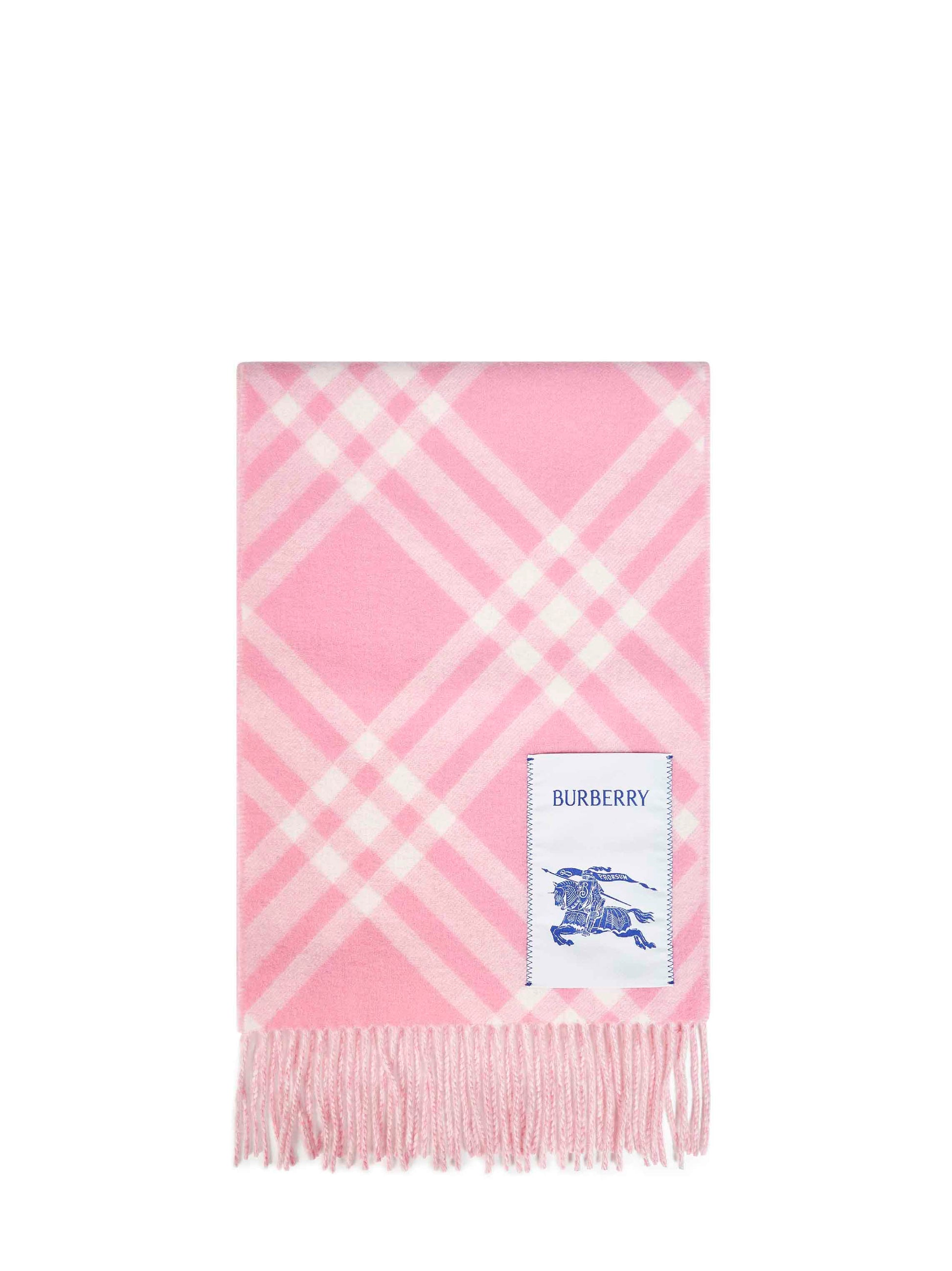 Burberry Women Sugar Pink Double-Face Check Cashmere Scarf BURBERRY