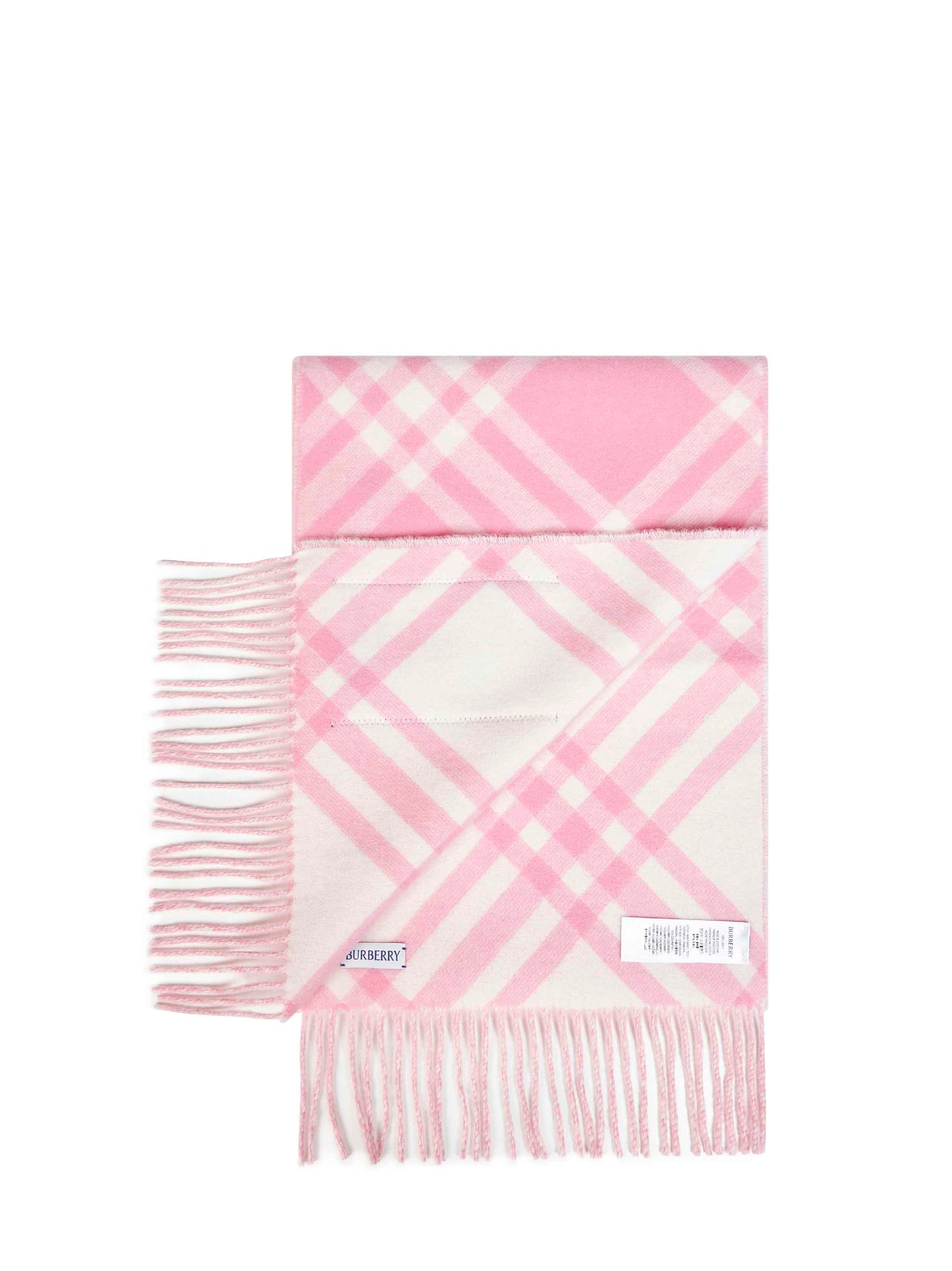 Burberry Women Sugar Pink Double-Face Check Cashmere Scarf BURBERRY