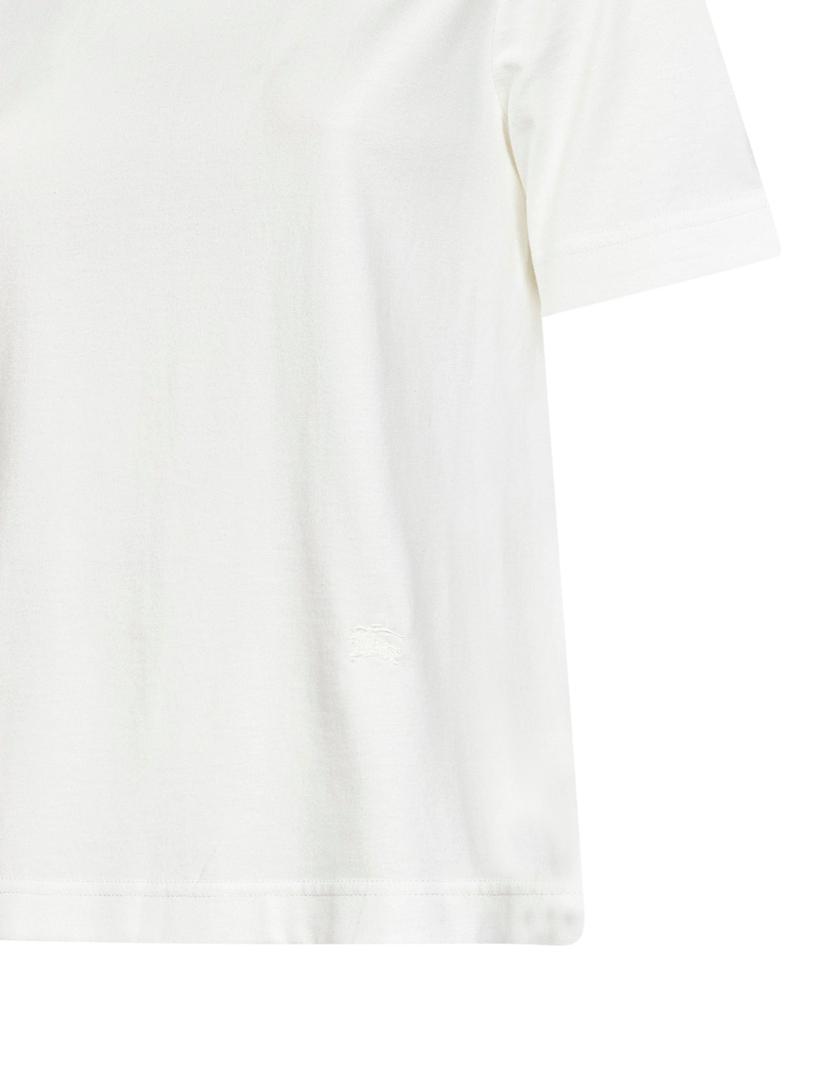Burberry Women Chalk White Cotton T-Shirt With Check Ties BURBERRY