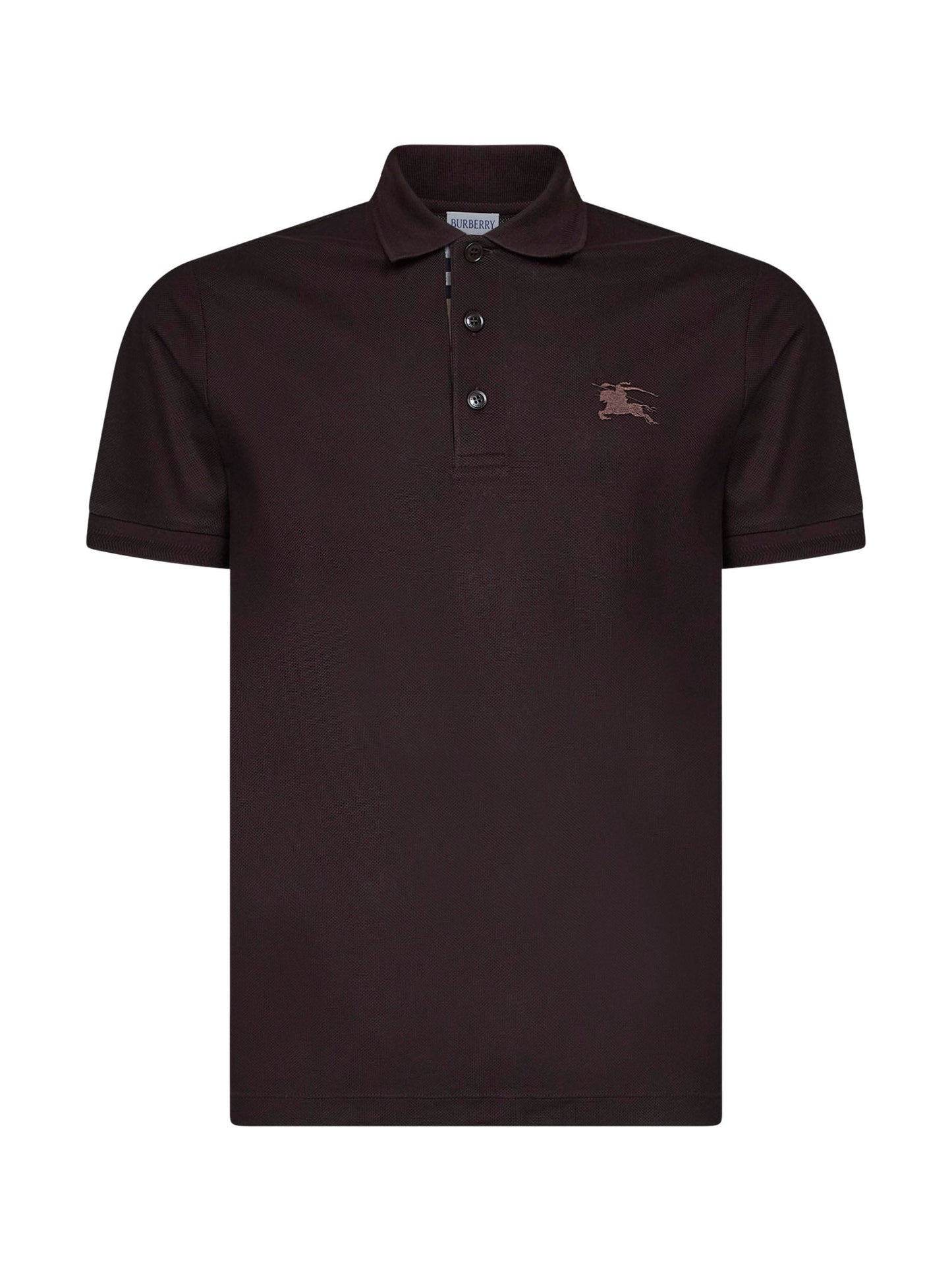 Burberry Men Clove Brown Cotton Pique Embroidered Polo Shirt BURBERRY