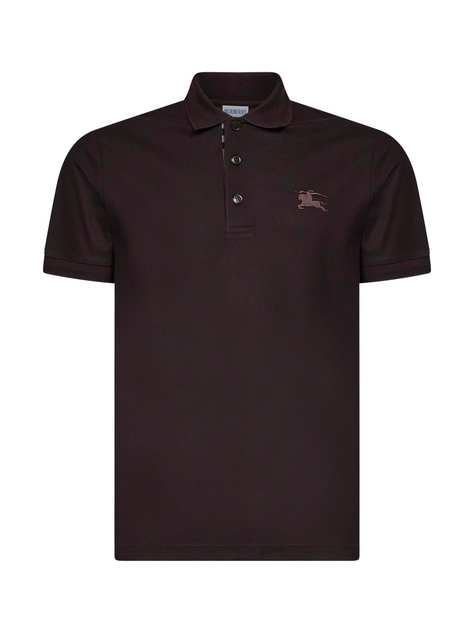 Burberry Men Clove Brown Cotton Pique Embroidered Polo Shirt BURBERRY