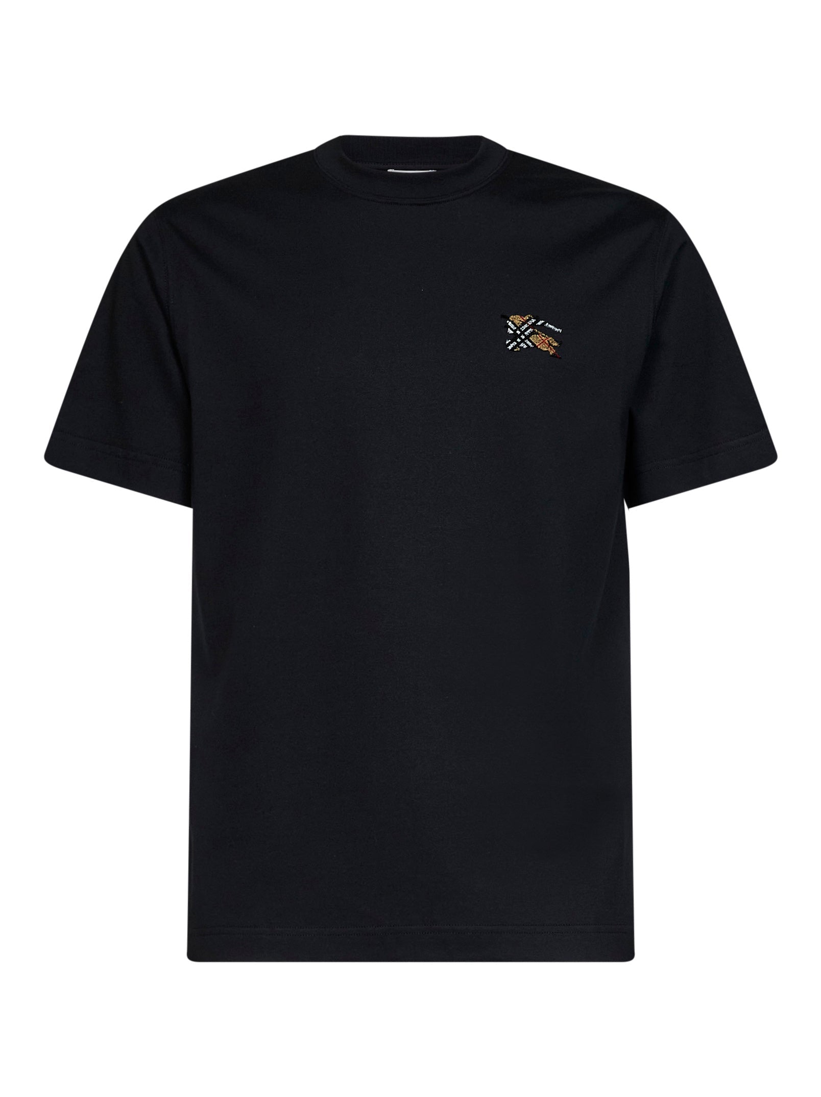 Burberry Men Black Cotton T-Shirt With Knight Patch BURBERRY