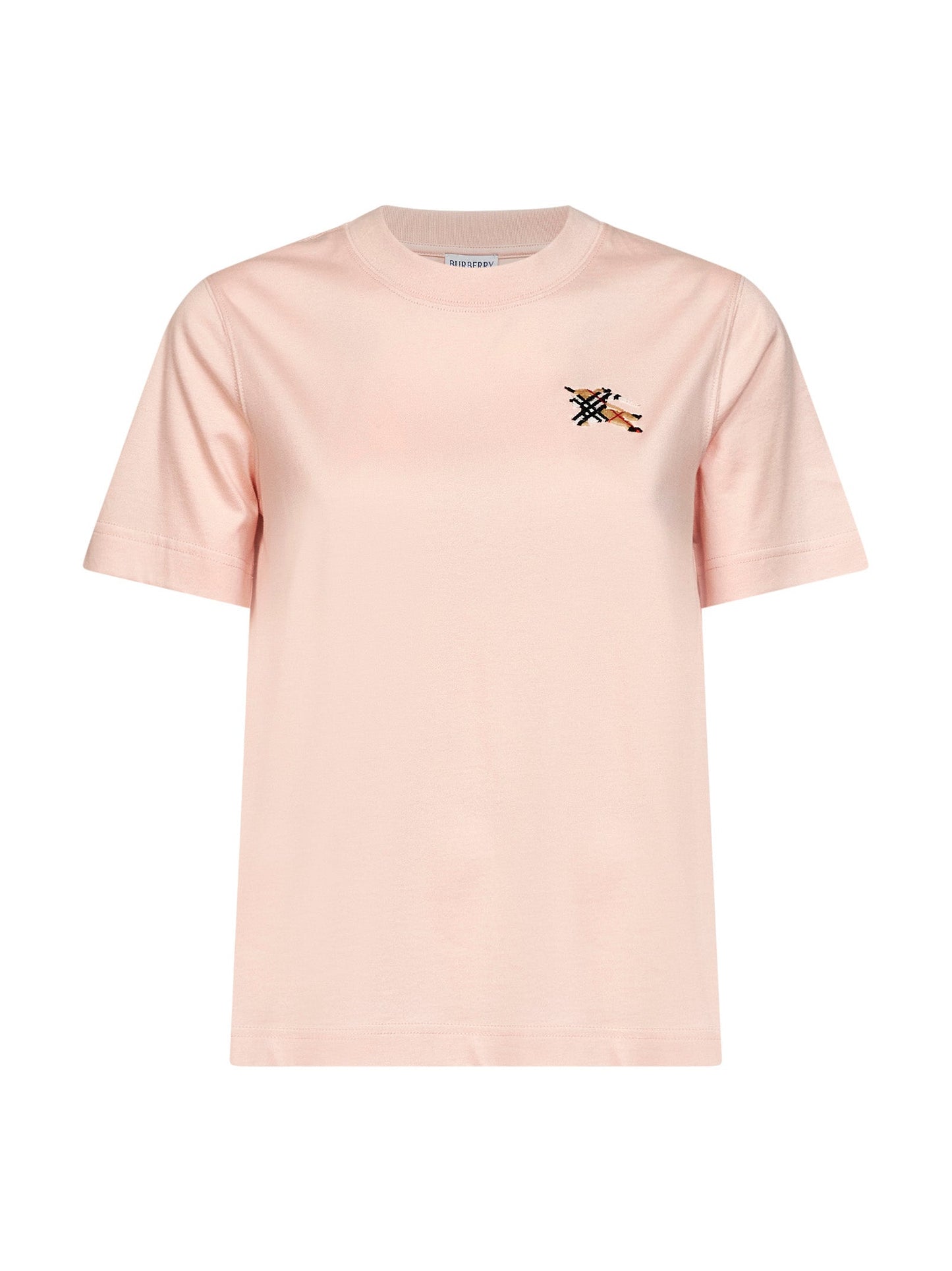 Burberry Women Pink Cotton T-Shirt With Knight Check BURBERRY