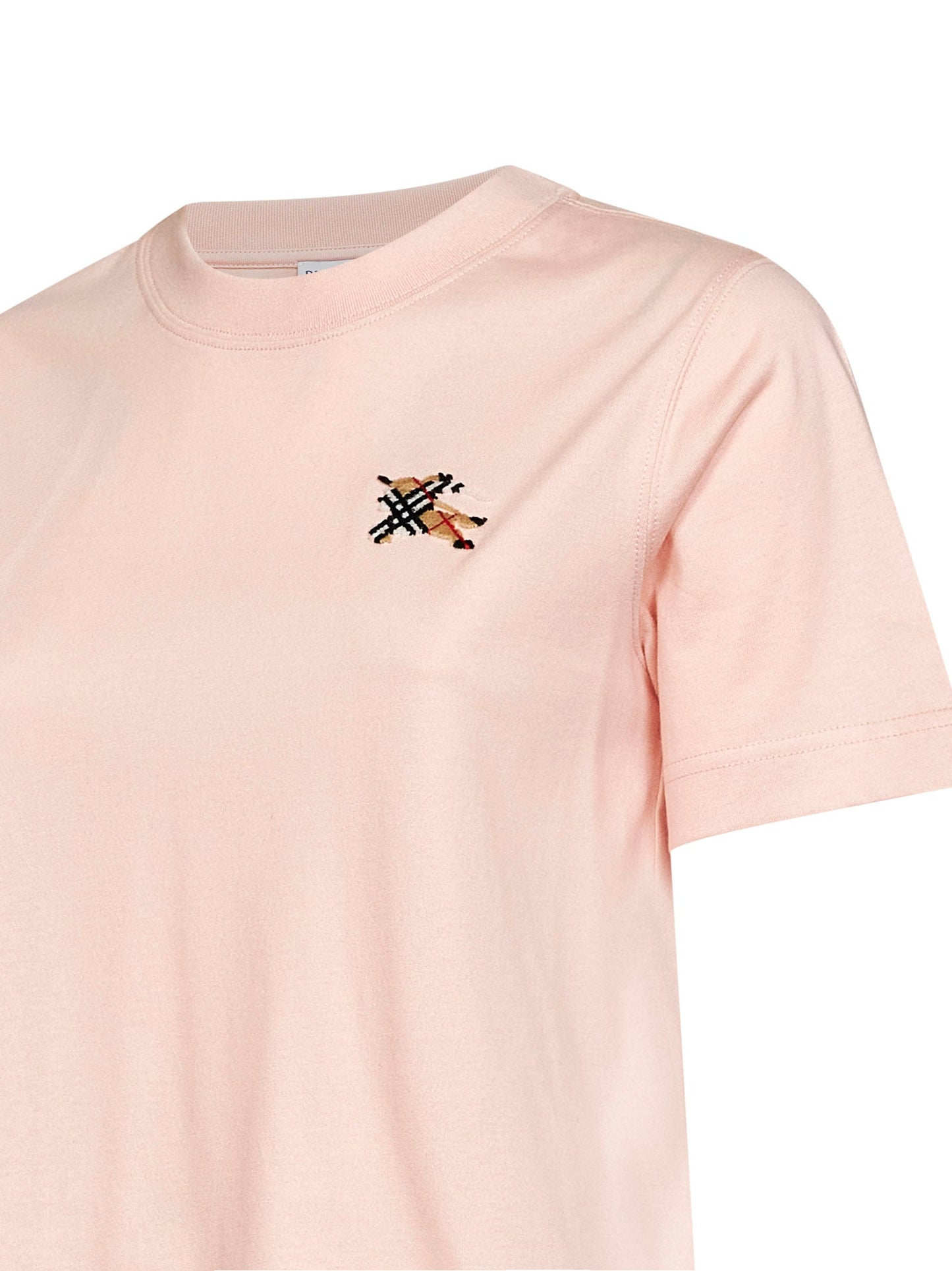 Burberry Women Pink Cotton T-Shirt With Knight Check BURBERRY