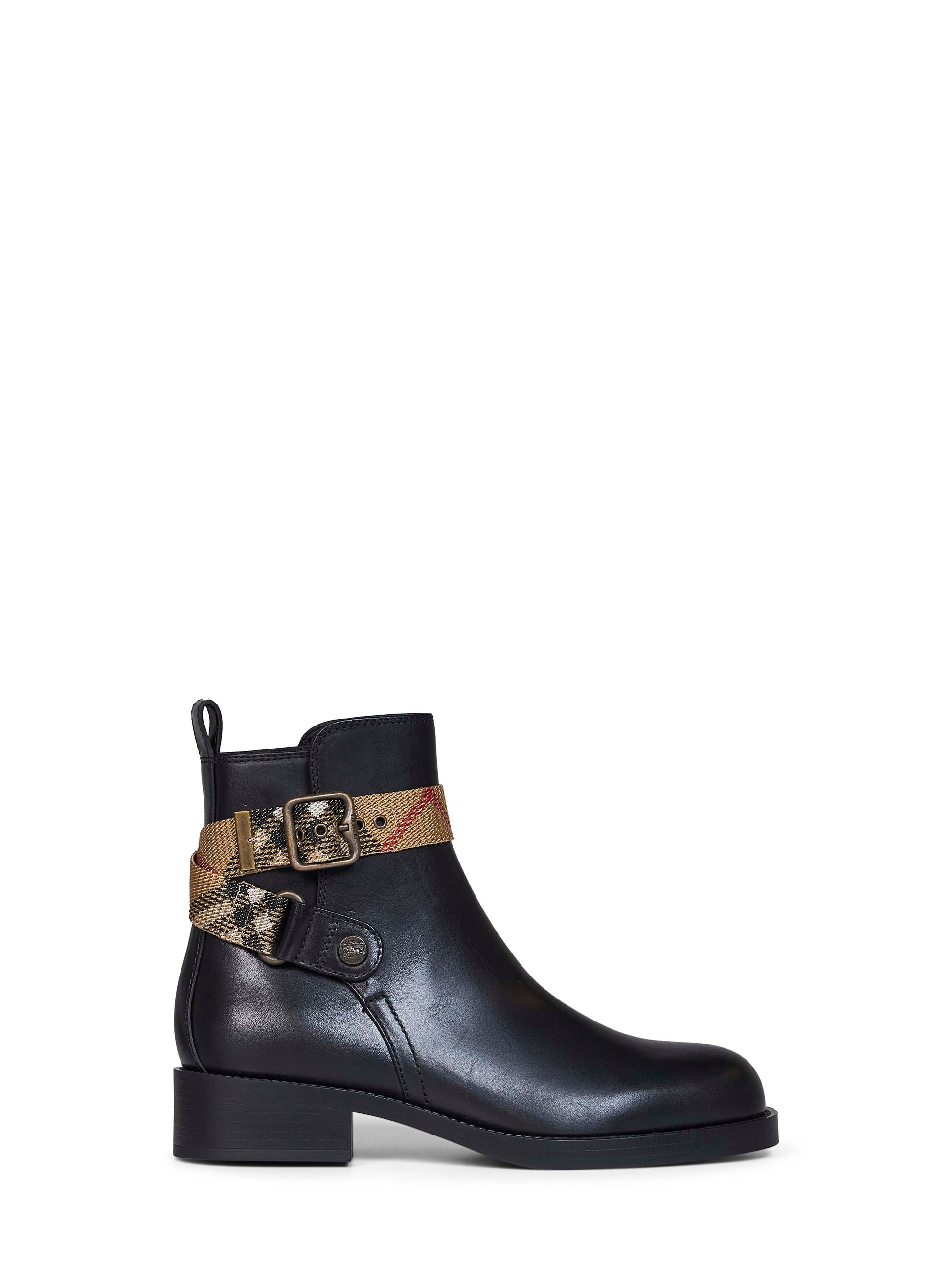 Burberry Women Black Leather Huntley Ankle Boots BURBERRY