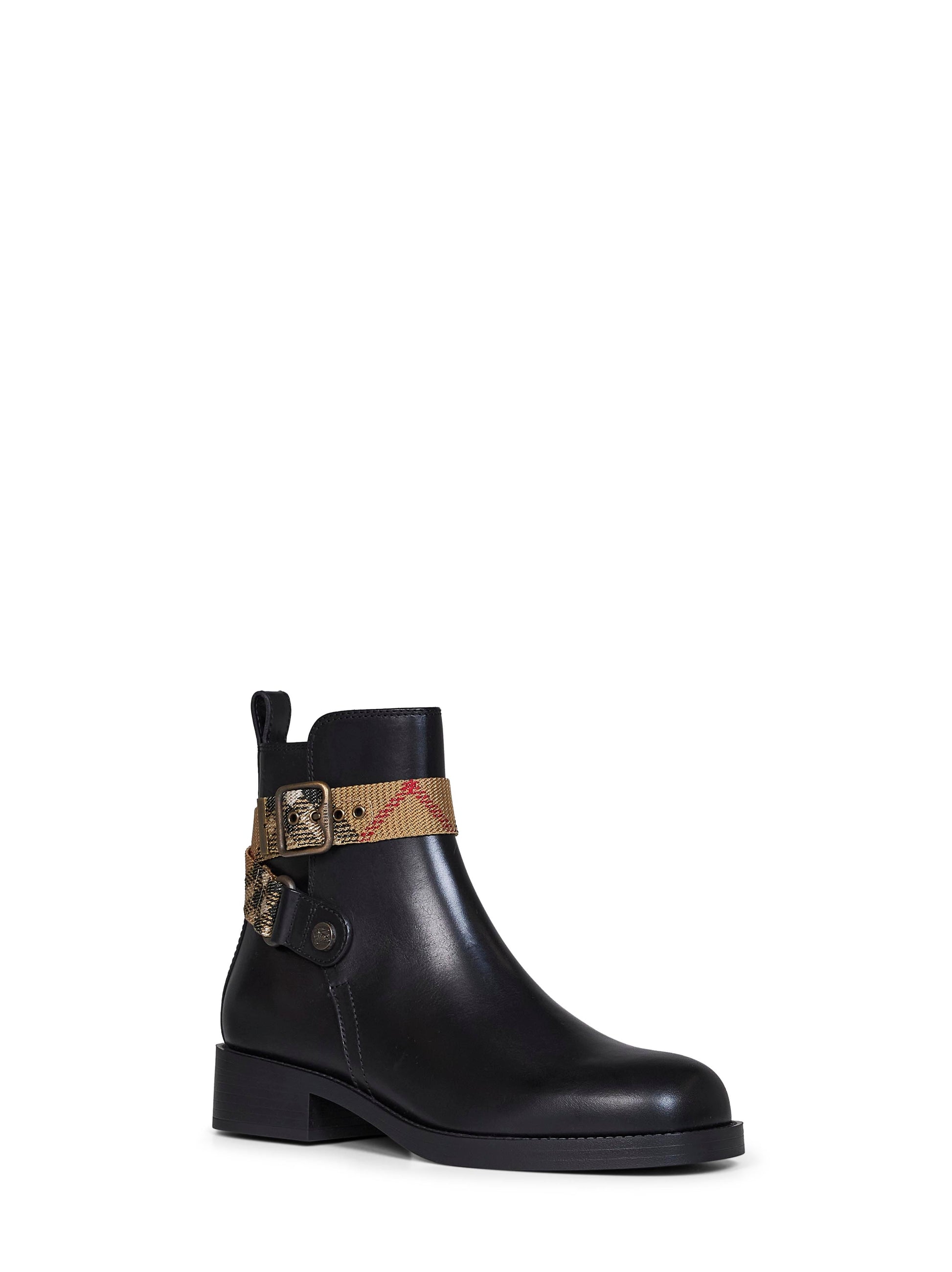 Burberry Women Black Leather Huntley Ankle Boots BURBERRY