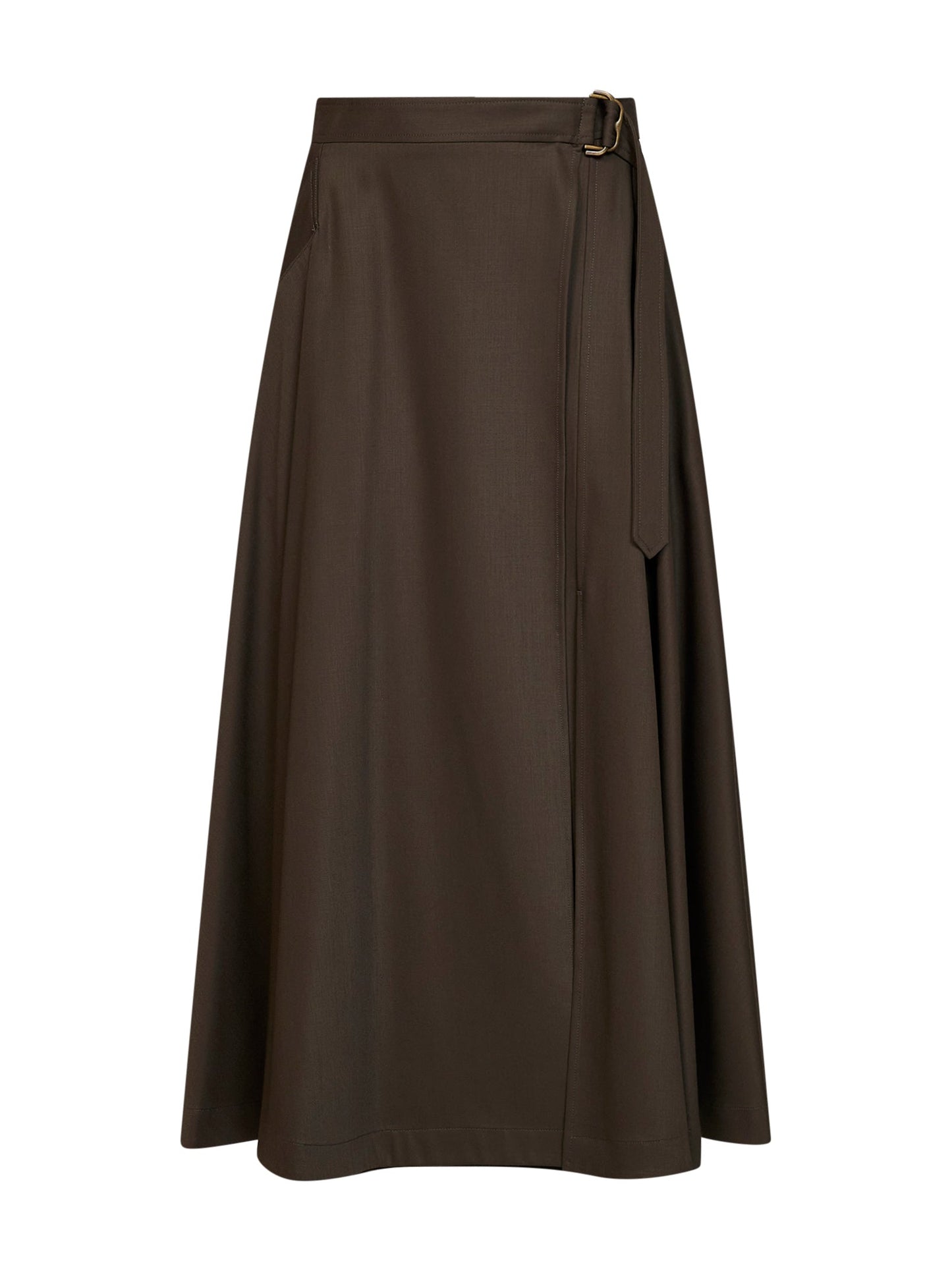 Burberry Women Green Wool Twill Belted Midi Skirt BURBERRY