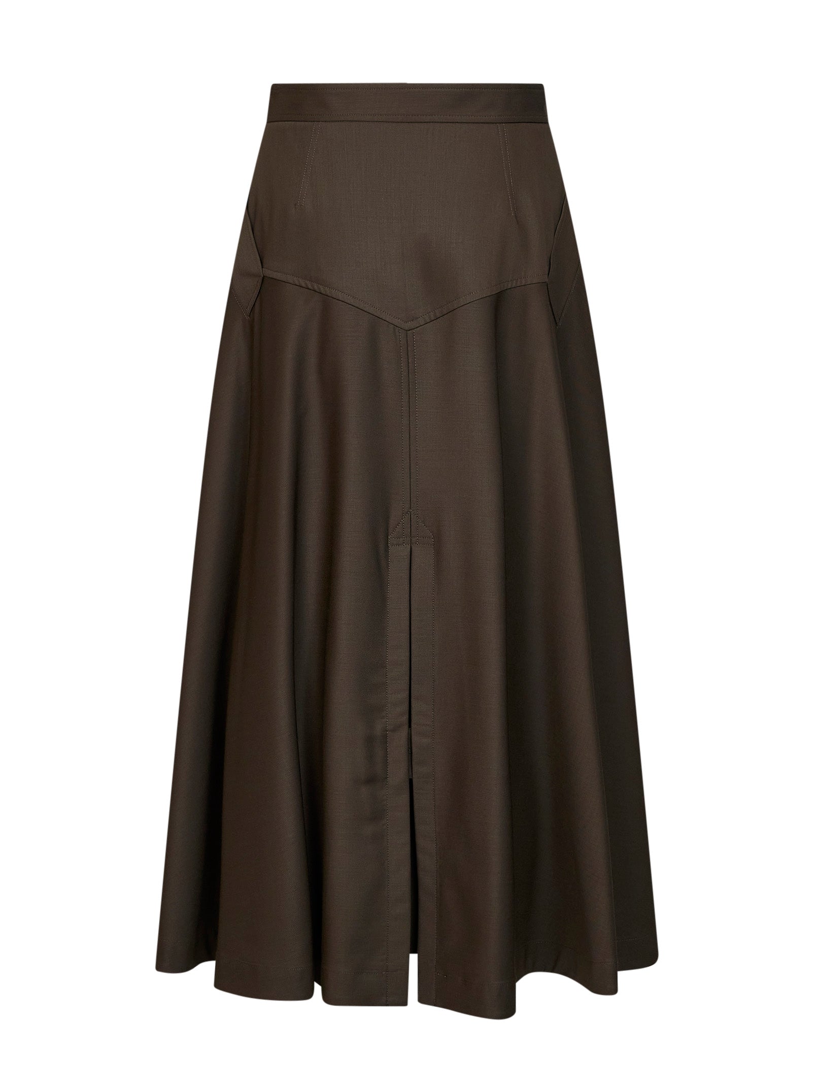 Burberry Women Green Wool Twill Belted Midi Skirt BURBERRY