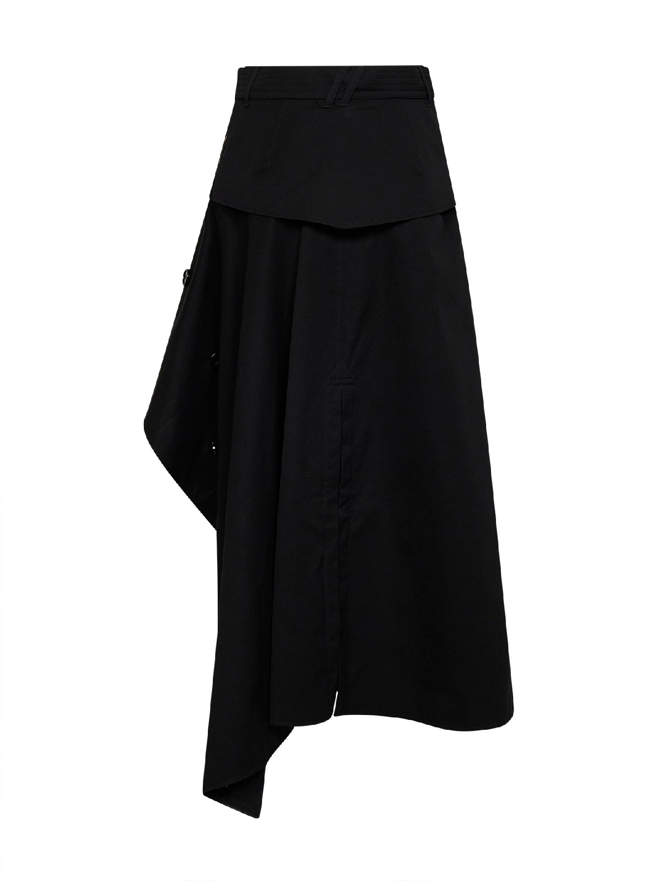 Burberry Women Black Cotton Asymmetric Belted Trench Skirt BURBERRY