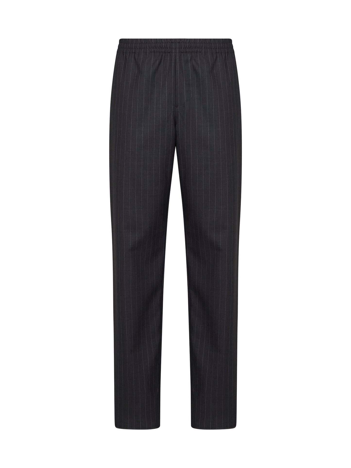 Burberry Men Iron Grey Pinstriped Wool Track Trousers BURBERRY