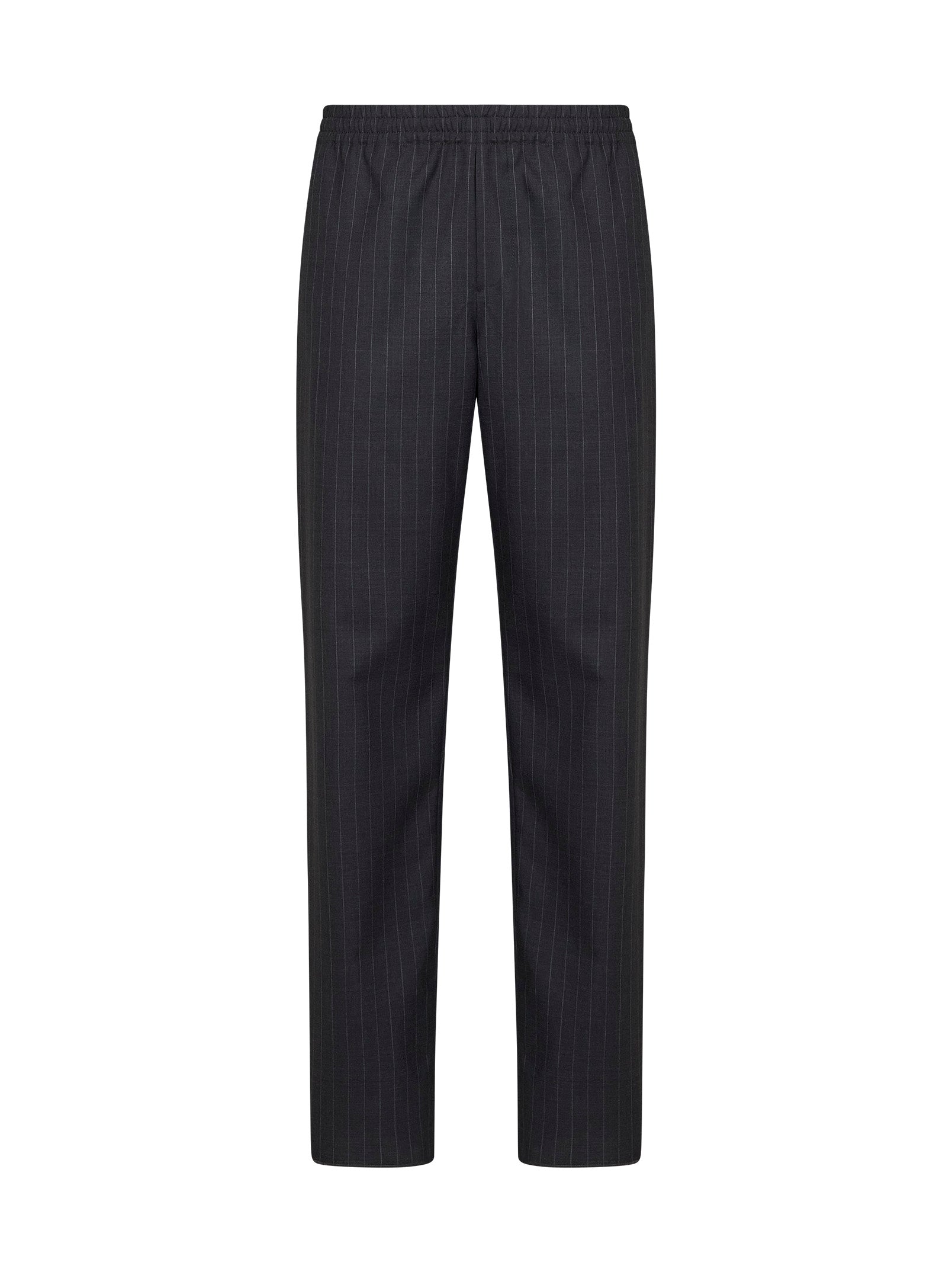 Burberry Men Iron Grey Pinstriped Wool Track Trousers BURBERRY