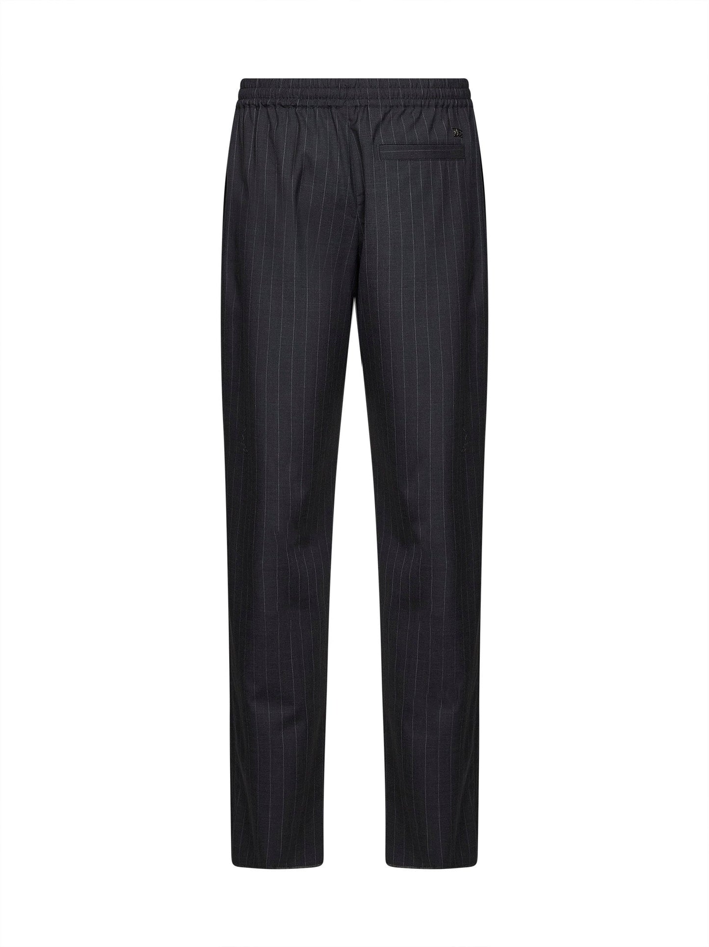Burberry Men Iron Grey Pinstriped Wool Track Trousers BURBERRY