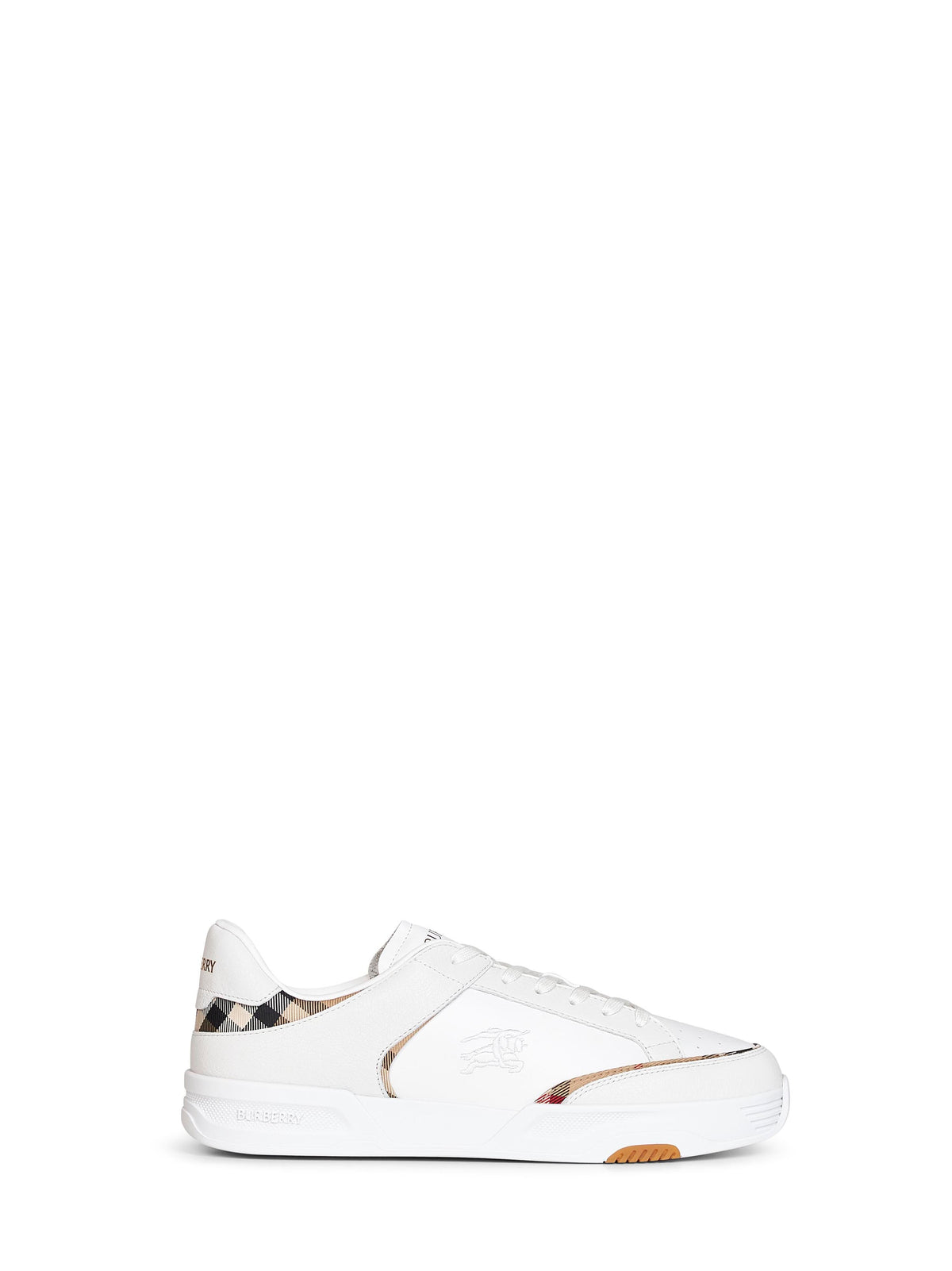 Burberry Men White And Archive Beige Leather And Nylon Harrow Sneakers BURBERRY