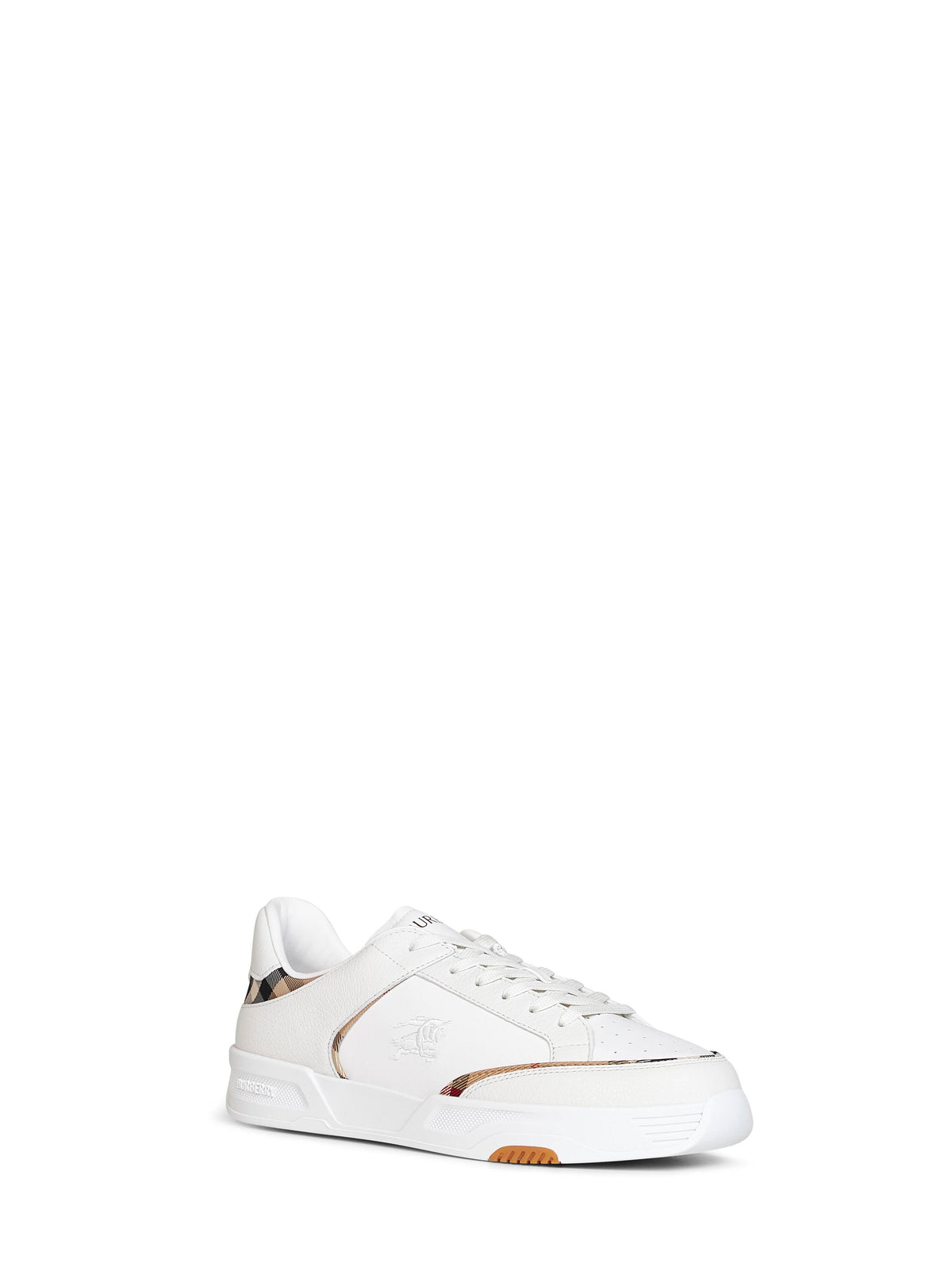 Burberry Men White And Archive Beige Leather And Nylon Harrow Sneakers BURBERRY