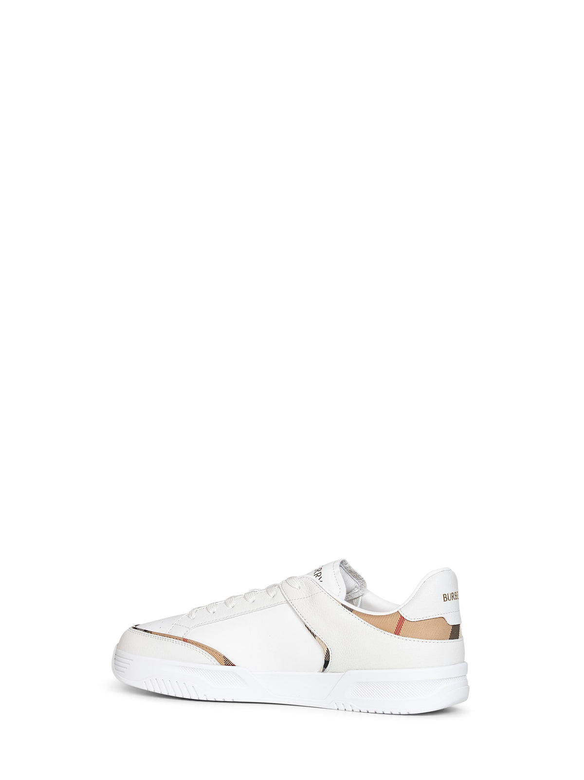 Burberry Men White And Archive Beige Leather And Nylon Harrow Sneakers BURBERRY