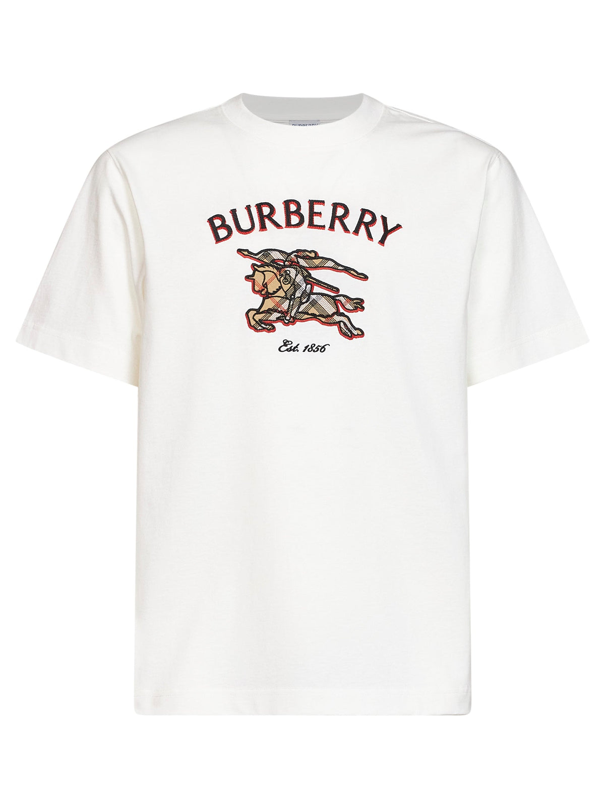 Burberry Men Chalk Cotton T-Shirt With Knight Check BURBERRY