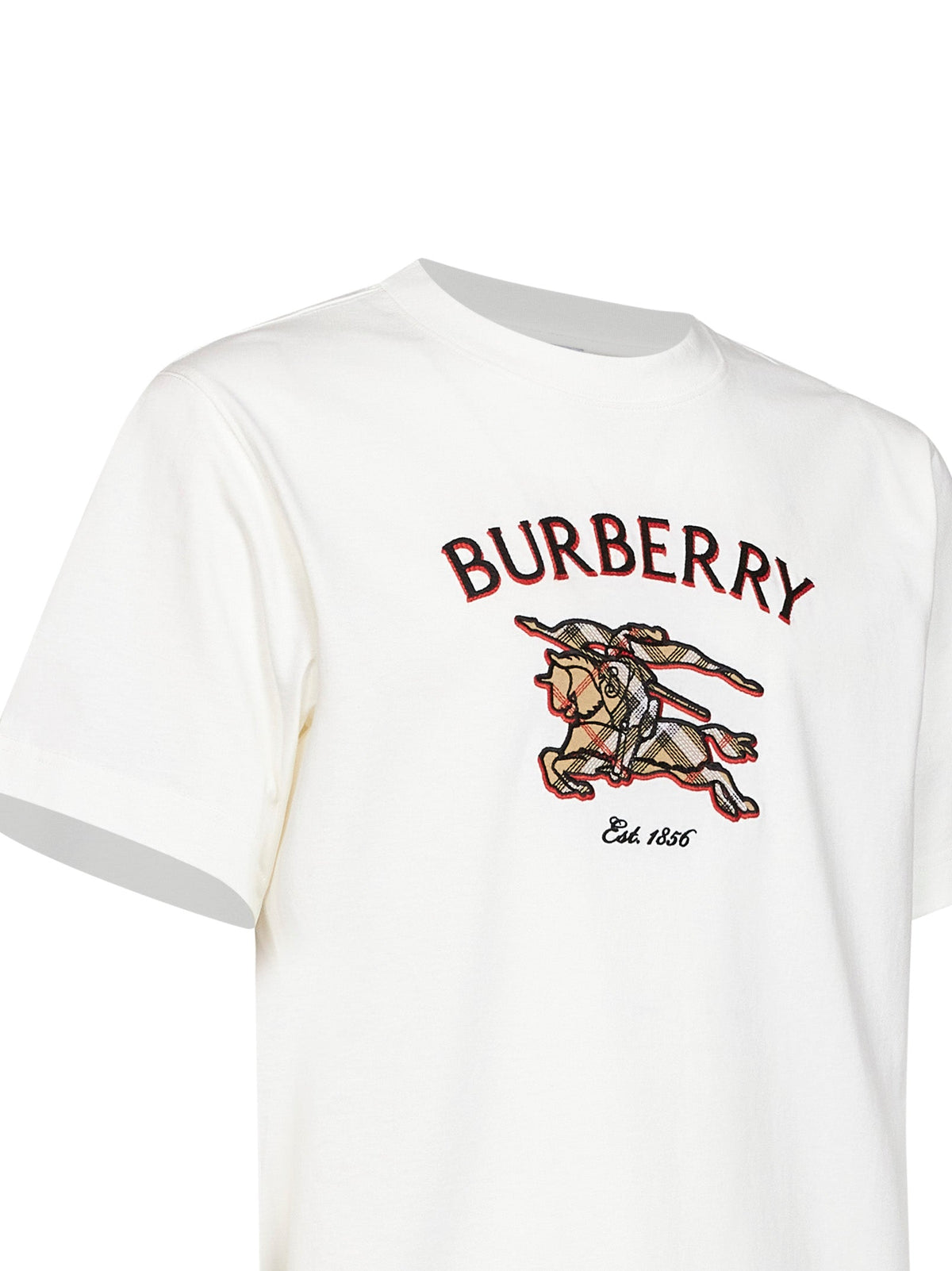 Burberry Men Chalk Cotton T-Shirt With Knight Check BURBERRY