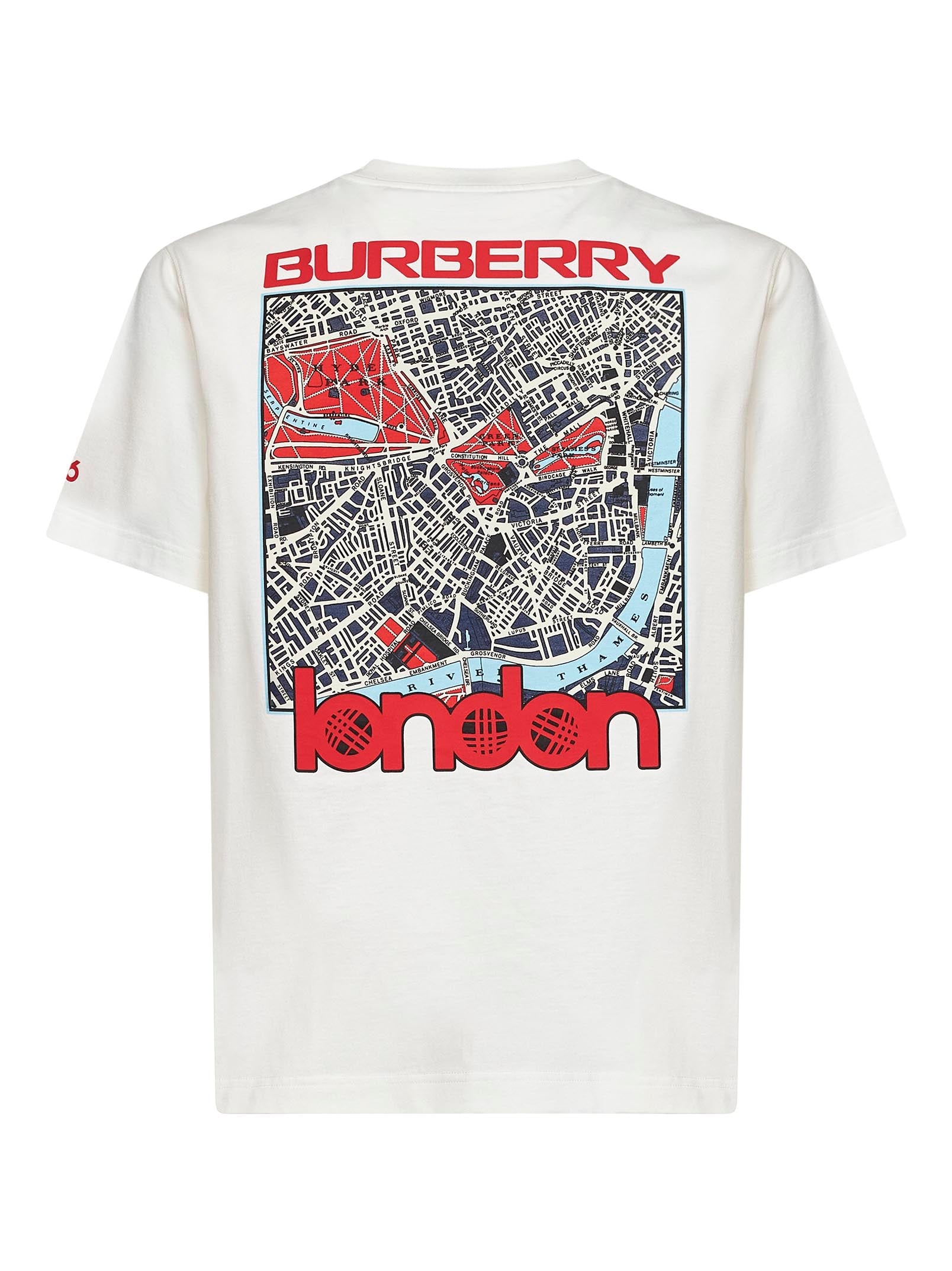 Burberry Men Chalk Cotton T-Shirt With London Map Print BURBERRY