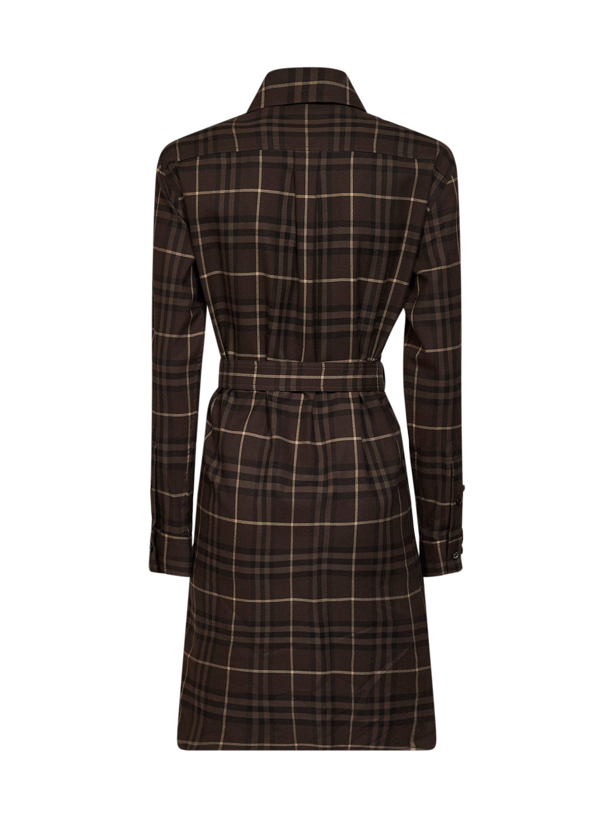 Burberry Women Brown Check Flannel Belted Shirt Dress BURBERRY
