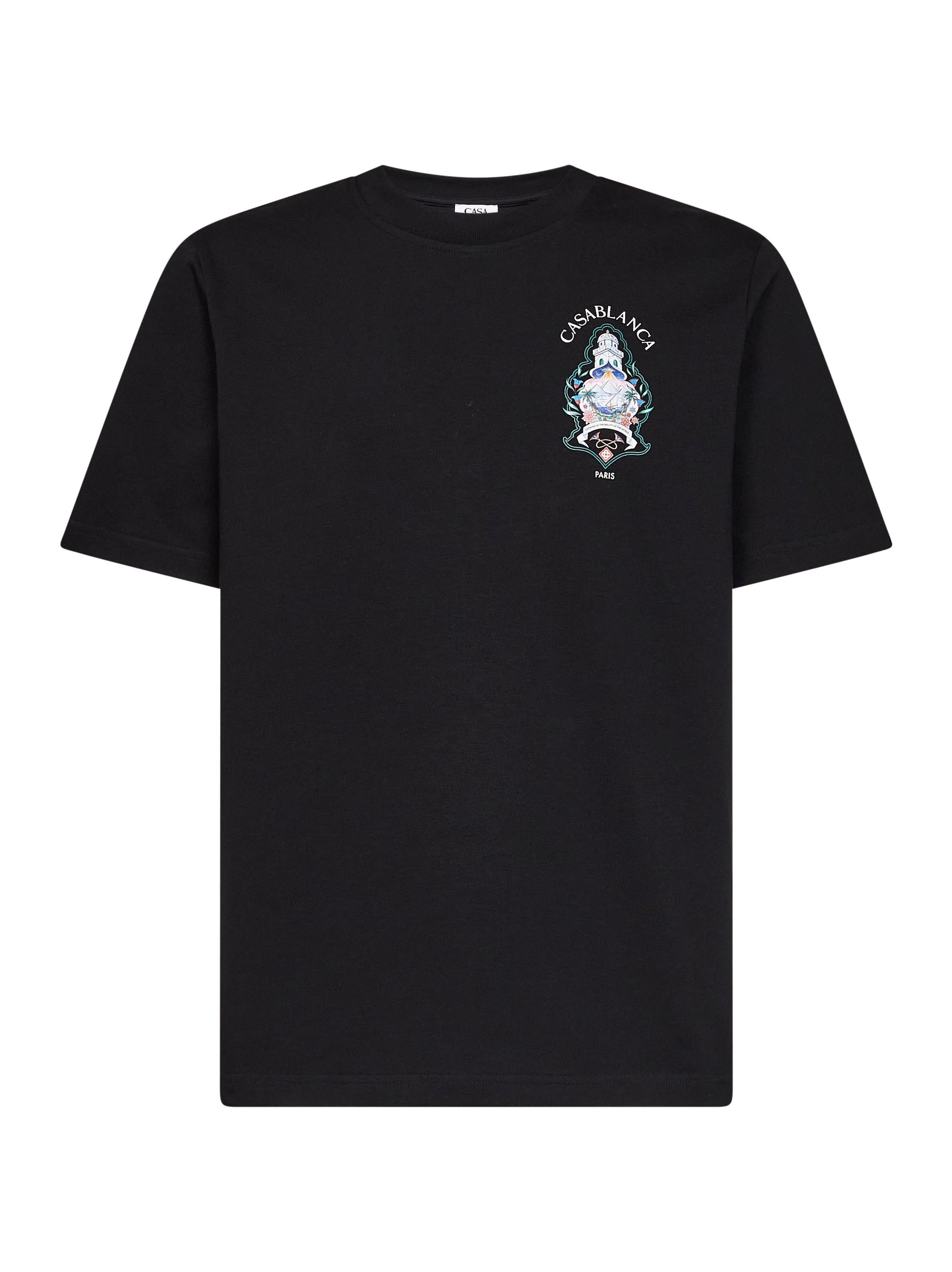 Casablanca Men Black Cotton Jersey Hotel Emblem T-Shirt CASABLANCA
