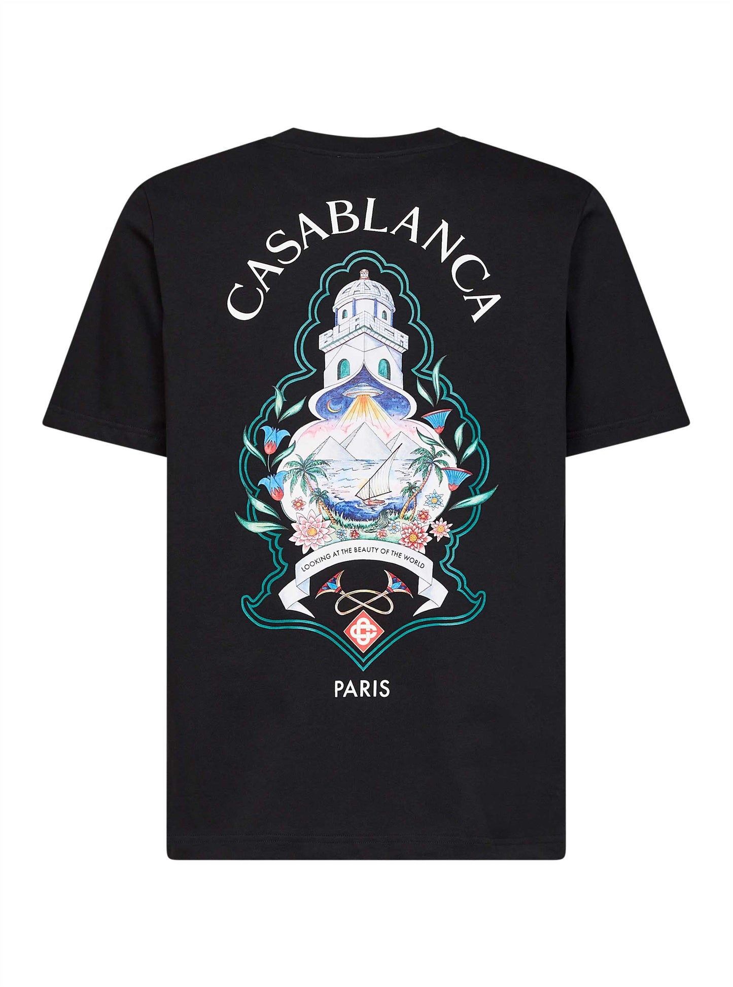 Casablanca Men Black Cotton Jersey Hotel Emblem T-Shirt CASABLANCA