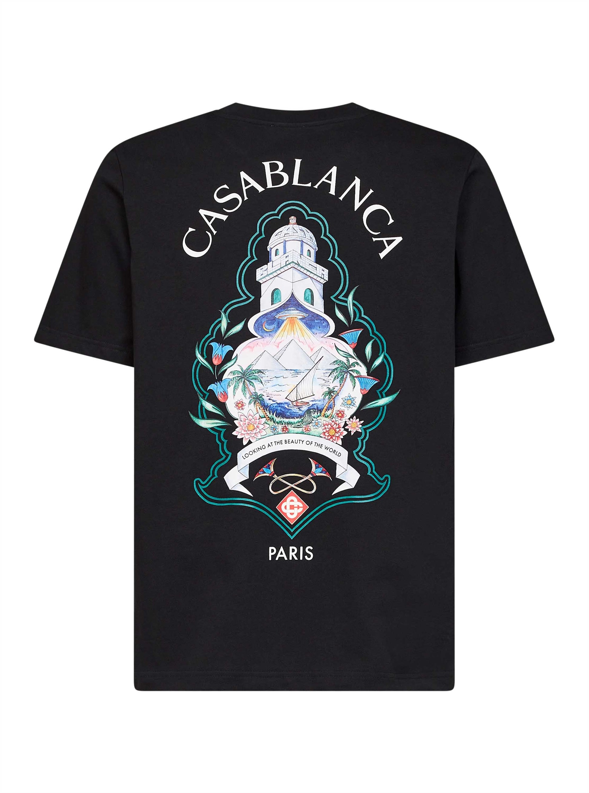 Casablanca Men Black Cotton Jersey Hotel Emblem T-Shirt CASABLANCA